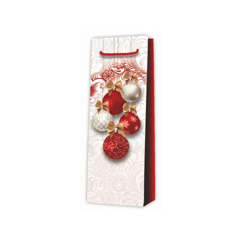 Flessentas, motief: Fijne feestdagen, vierkant, papier, rood Flessentas, motief: Fijne feestdagen, vierkant, papier, rood