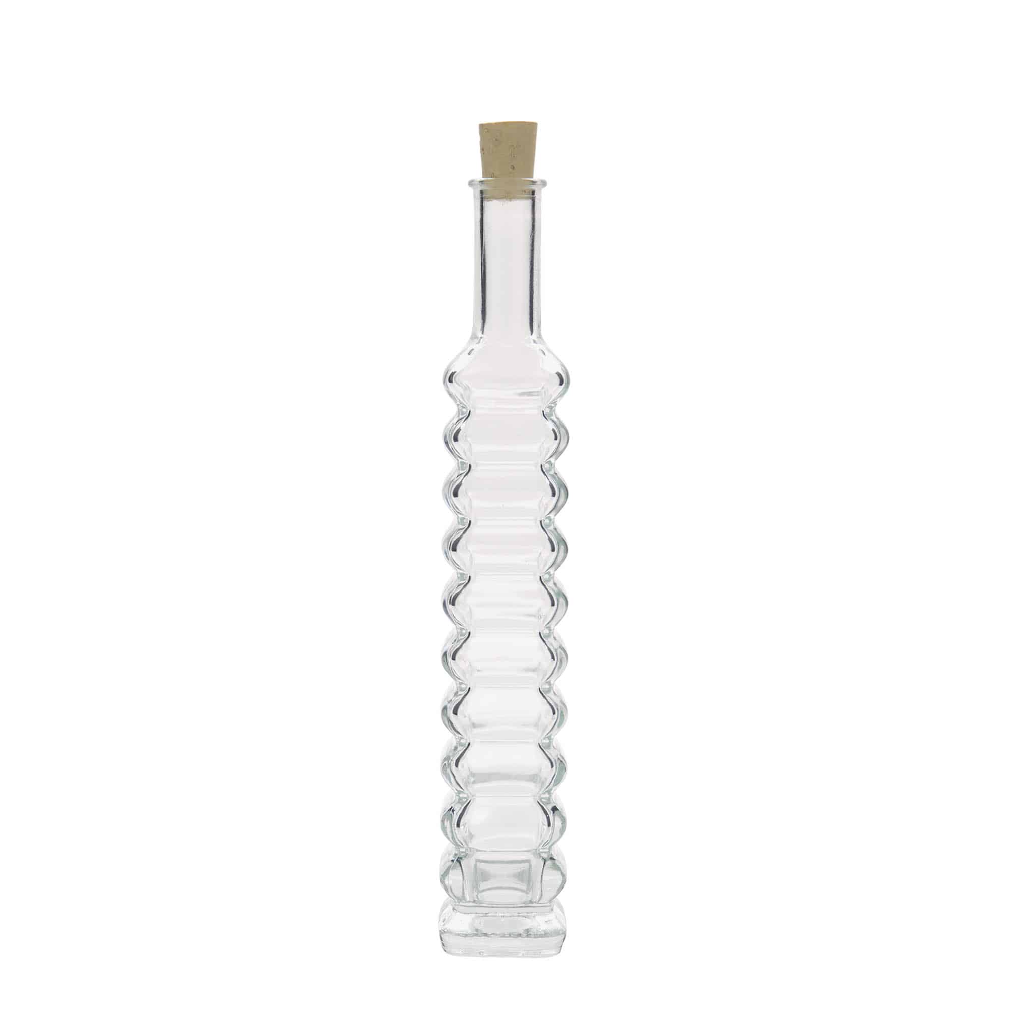 100 ml glazen fles 'Roma', vierkant, hals: kurk