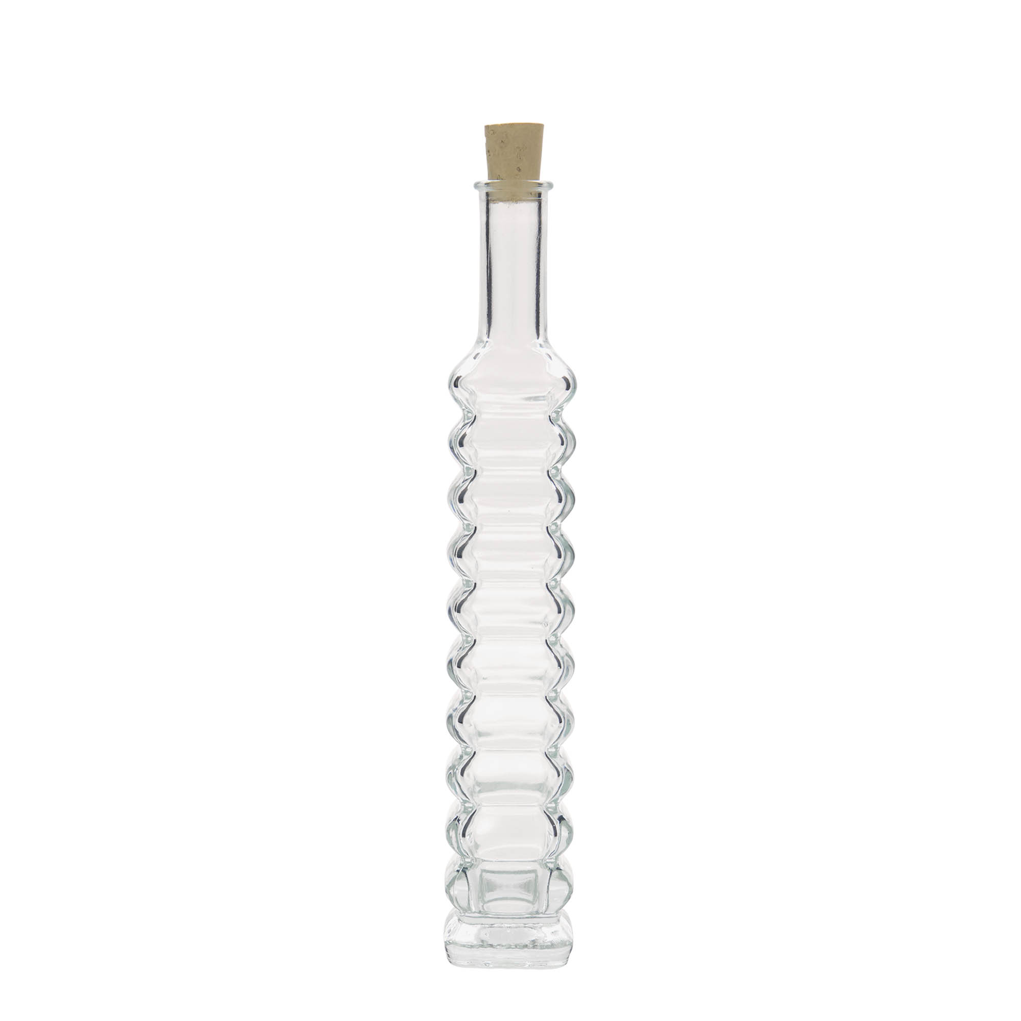 100 ml glazen fles 'Roma', vierkant, hals: kurk 100 ml glazen fles 'Roma', vierkant, hals: kurk