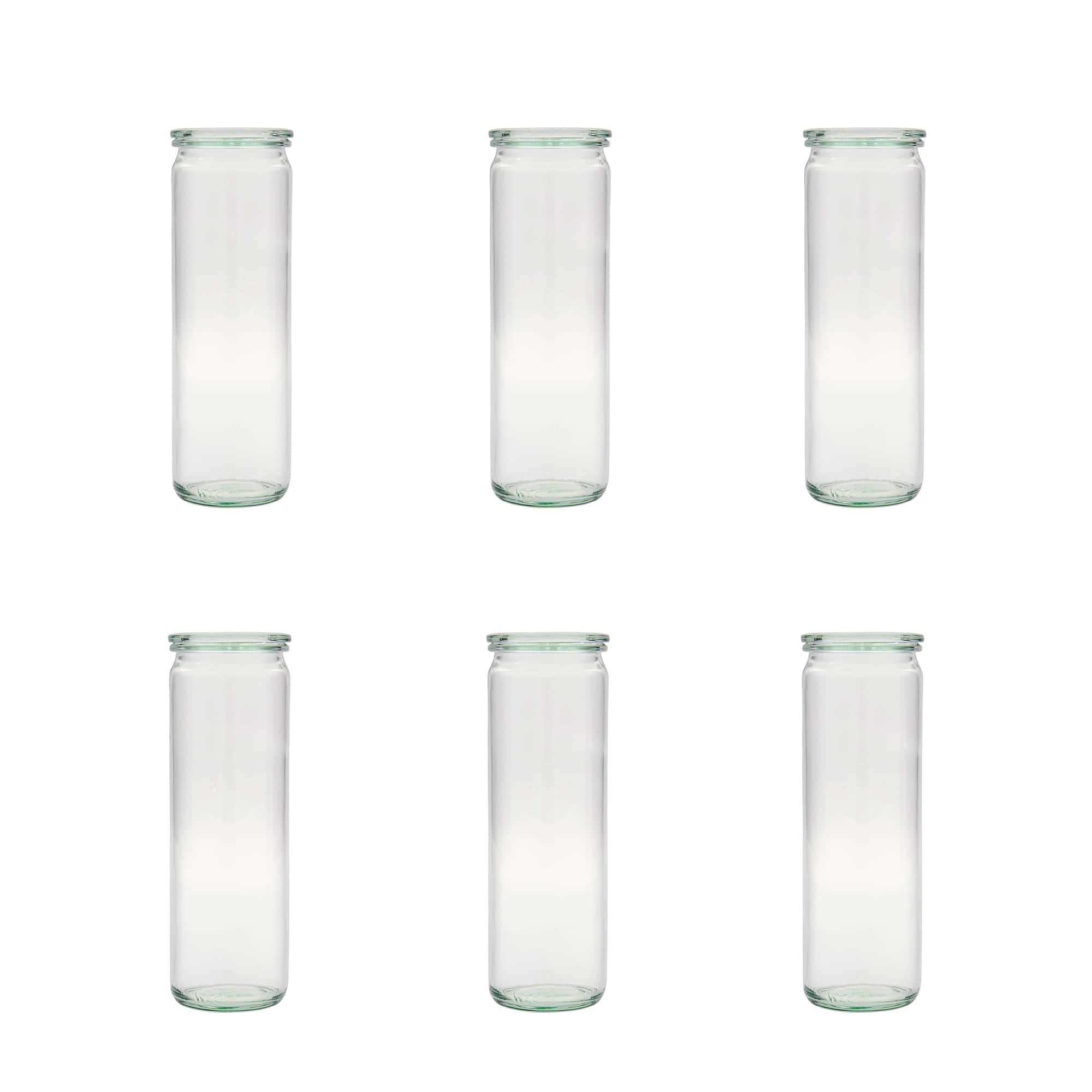 6x 600 ml WECK-cilinderglas met glazen deksel RR 60