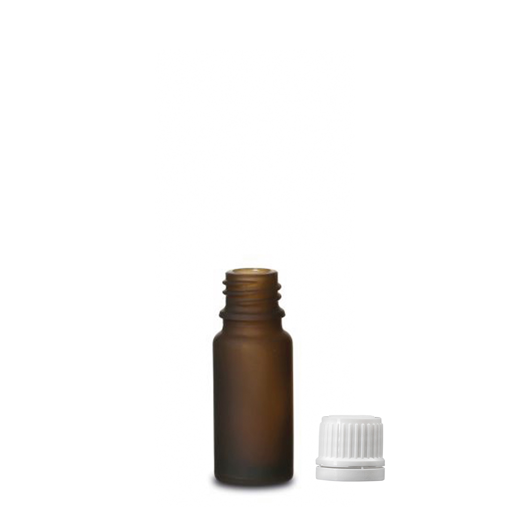 10 ml medicijnflesje, glas, bruin mat, opening: DIN 18
