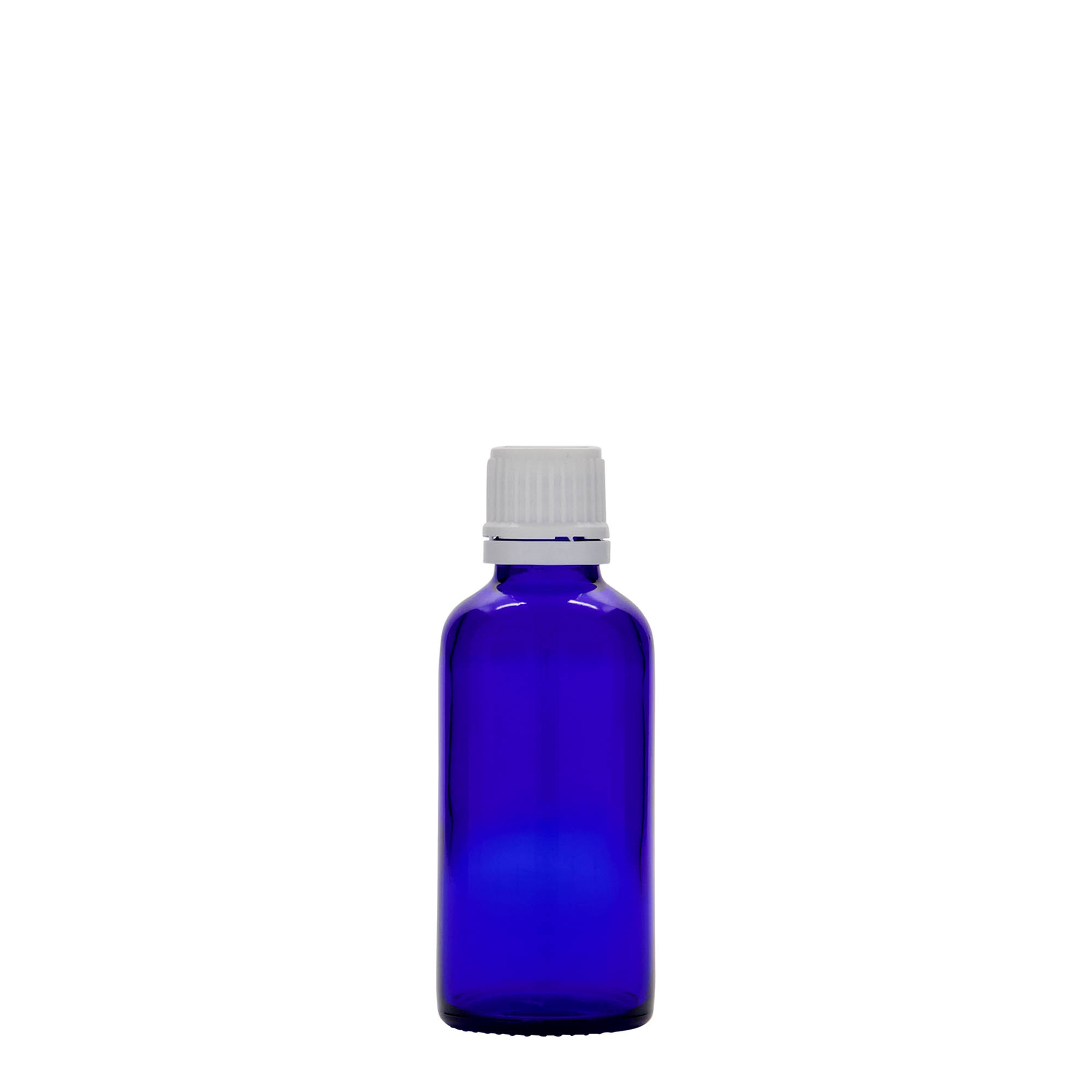 50 ml medicijnfles, glas, koningsblauw, opening: DIN 18