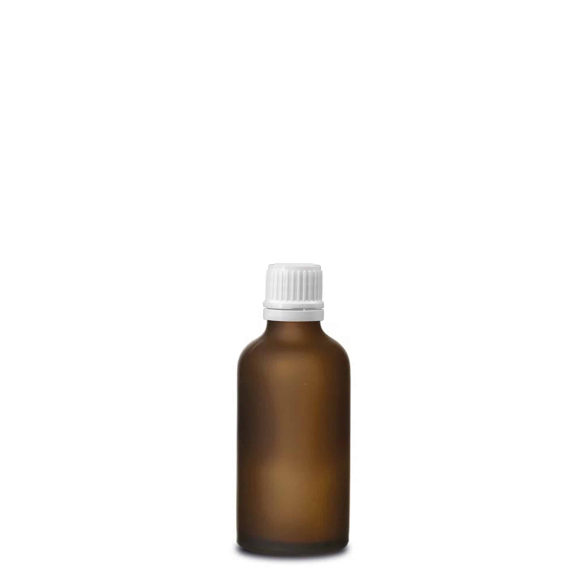 50ml medicijnfles, glas, bruin mat, opening: DIN 18