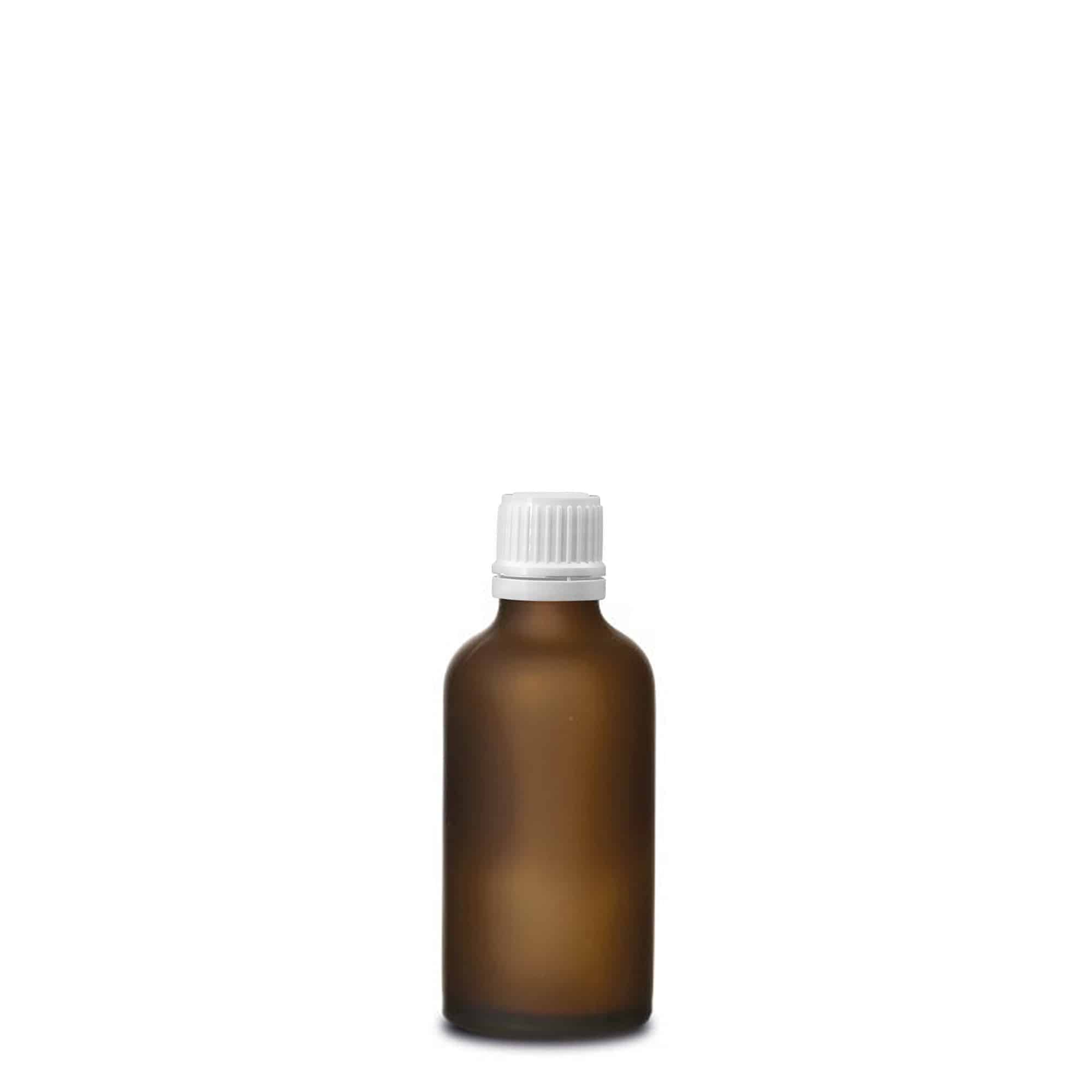 50 ml medicijnfles, glas, bruin mat, hals: DIN 18