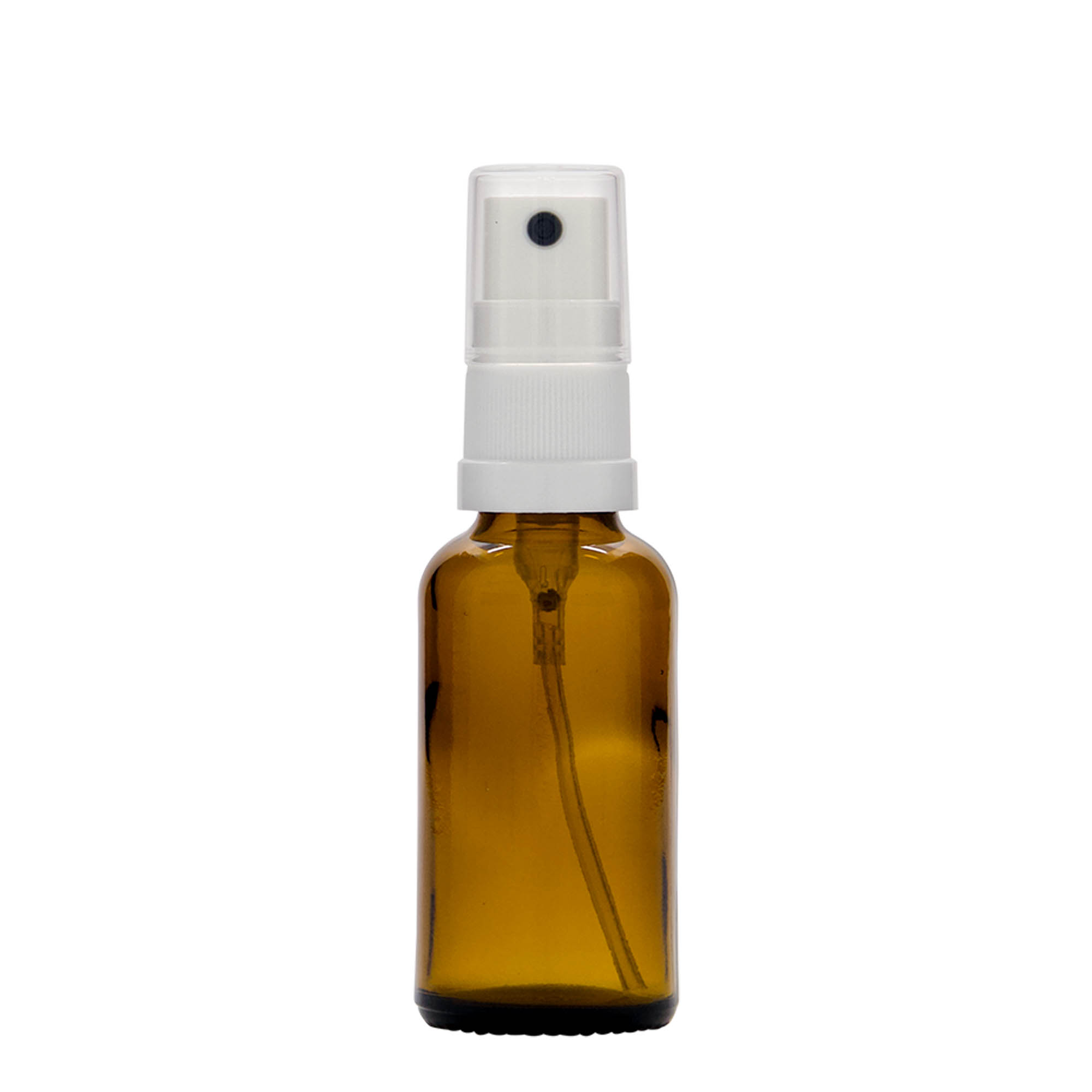 30 ml spuitflesje medicijn, glas, bruin, mondstuk: DIN 18