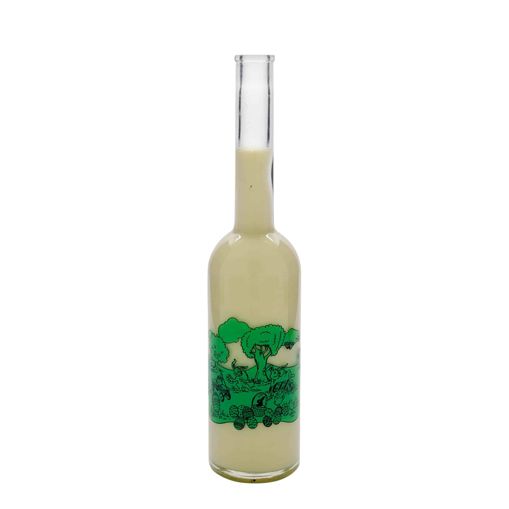 500 ml glazen fles 'Opera', motief: Vrolijk Pasen, hals: kurk 500 ml glazen fles 'Opera', motief: Vrolijk Pasen, hals: kurk