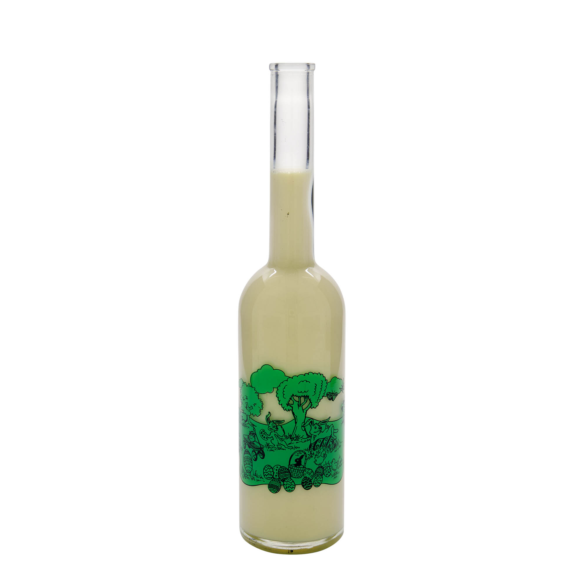 500 ml glazen fles 'Opera', motief: Vrolijk Pasen, hals: kurk 500 ml glazen fles 'Opera', motief: Vrolijk Pasen, hals: kurk