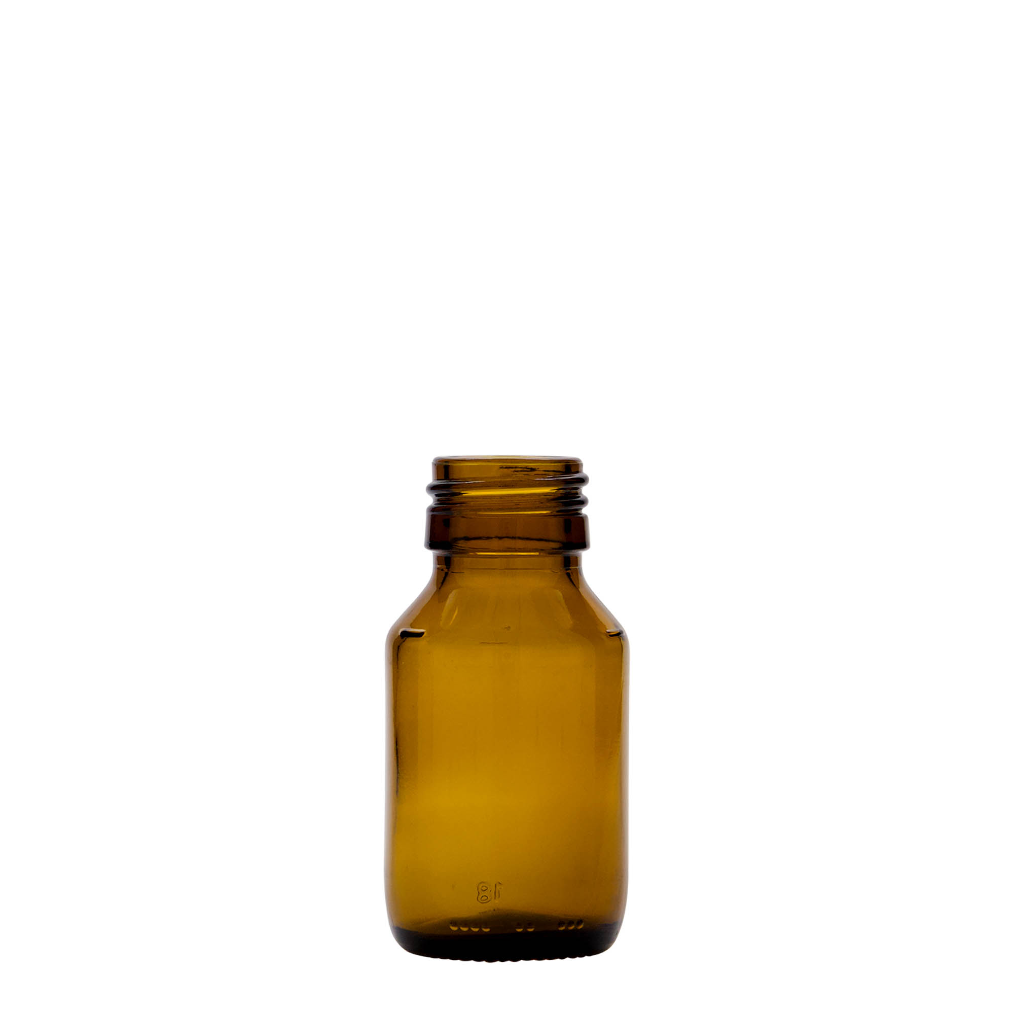 50 ml medicijnflesje, bruin, glas, opening: PP 28