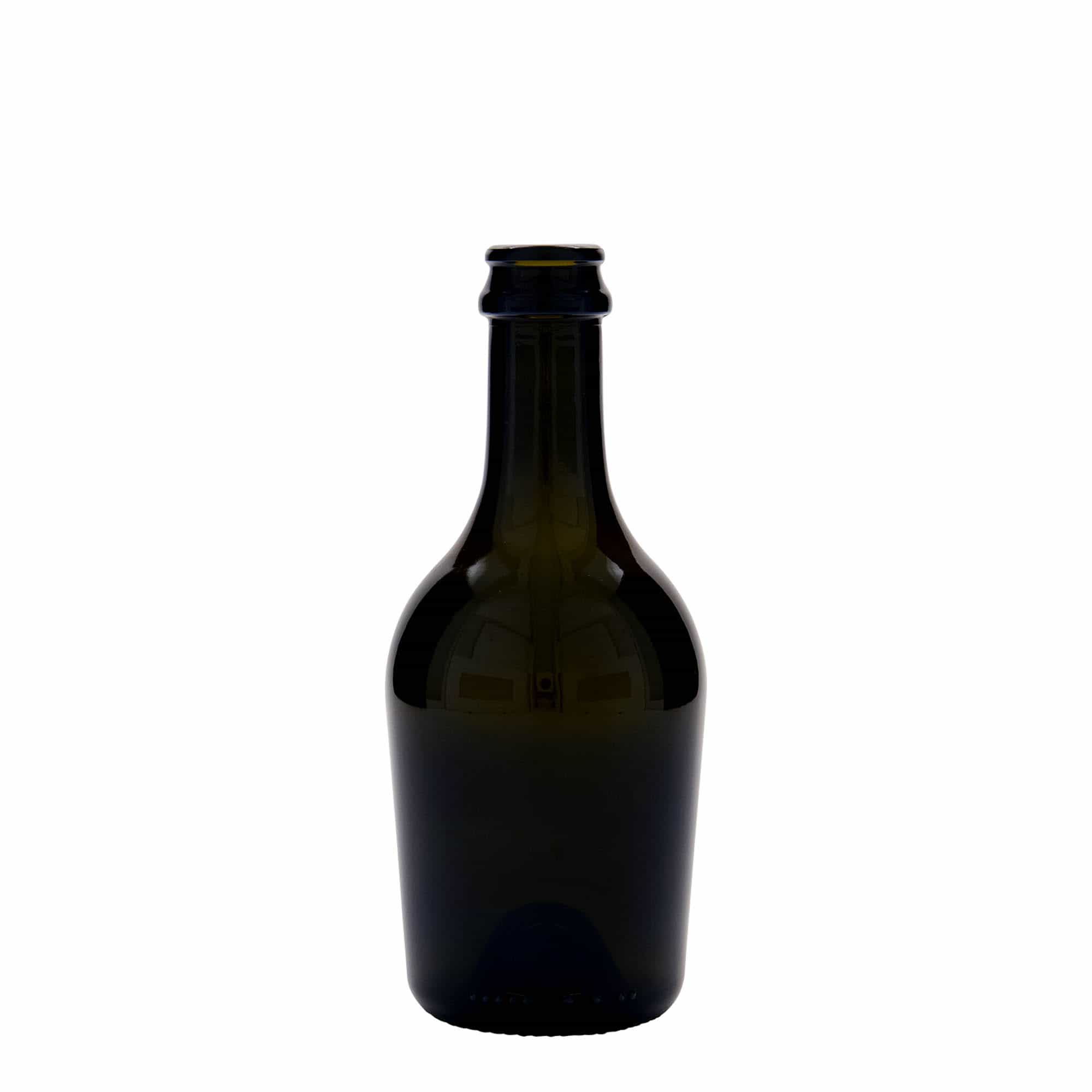 Bier-/champagnefles 'Butterfly', 330 ml, glas, antiekgroen, monding: kroonkurk