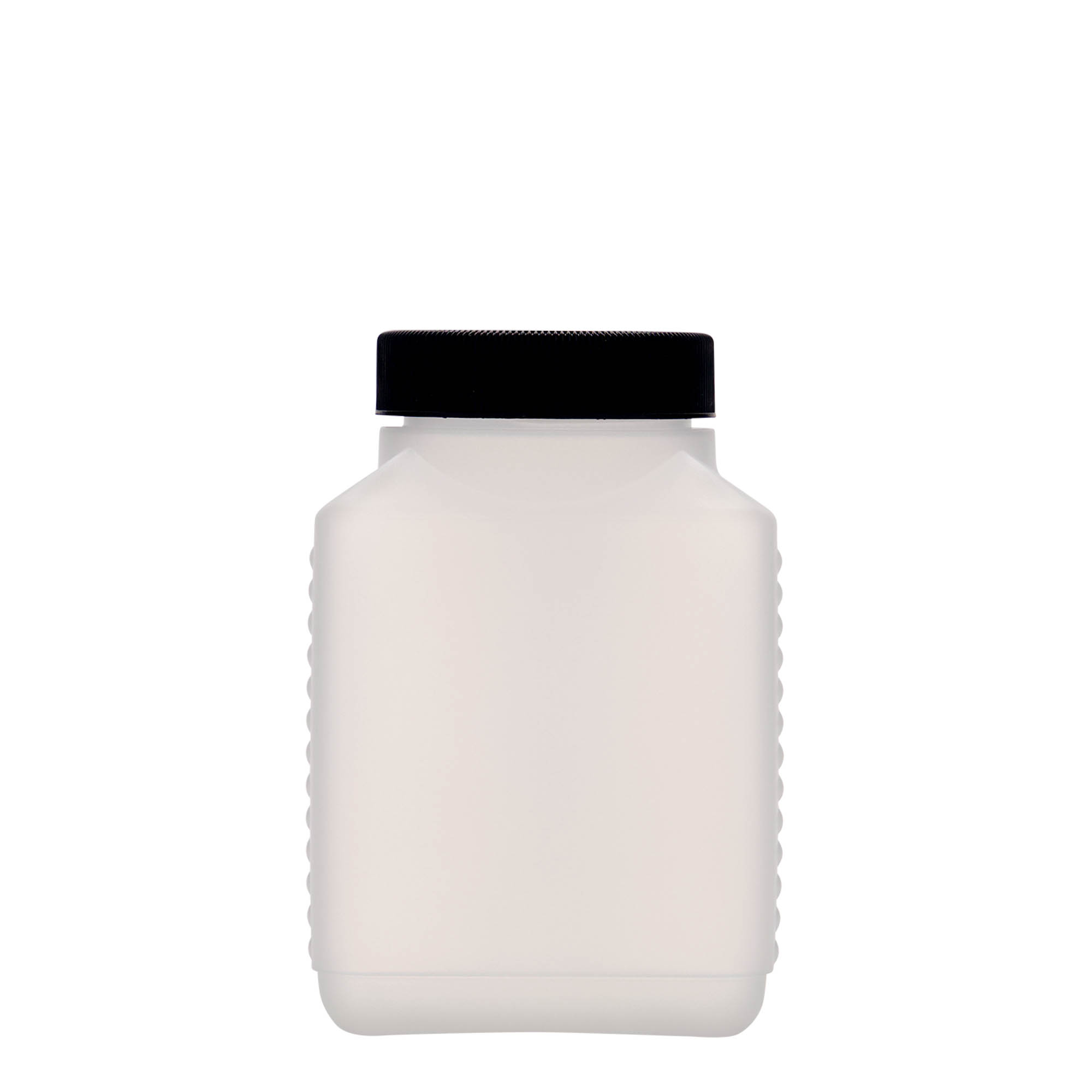 500 ml fles met brede hals, rechthoekig, HDPE-kunststof, naturel, opening: DIN 60 EPE