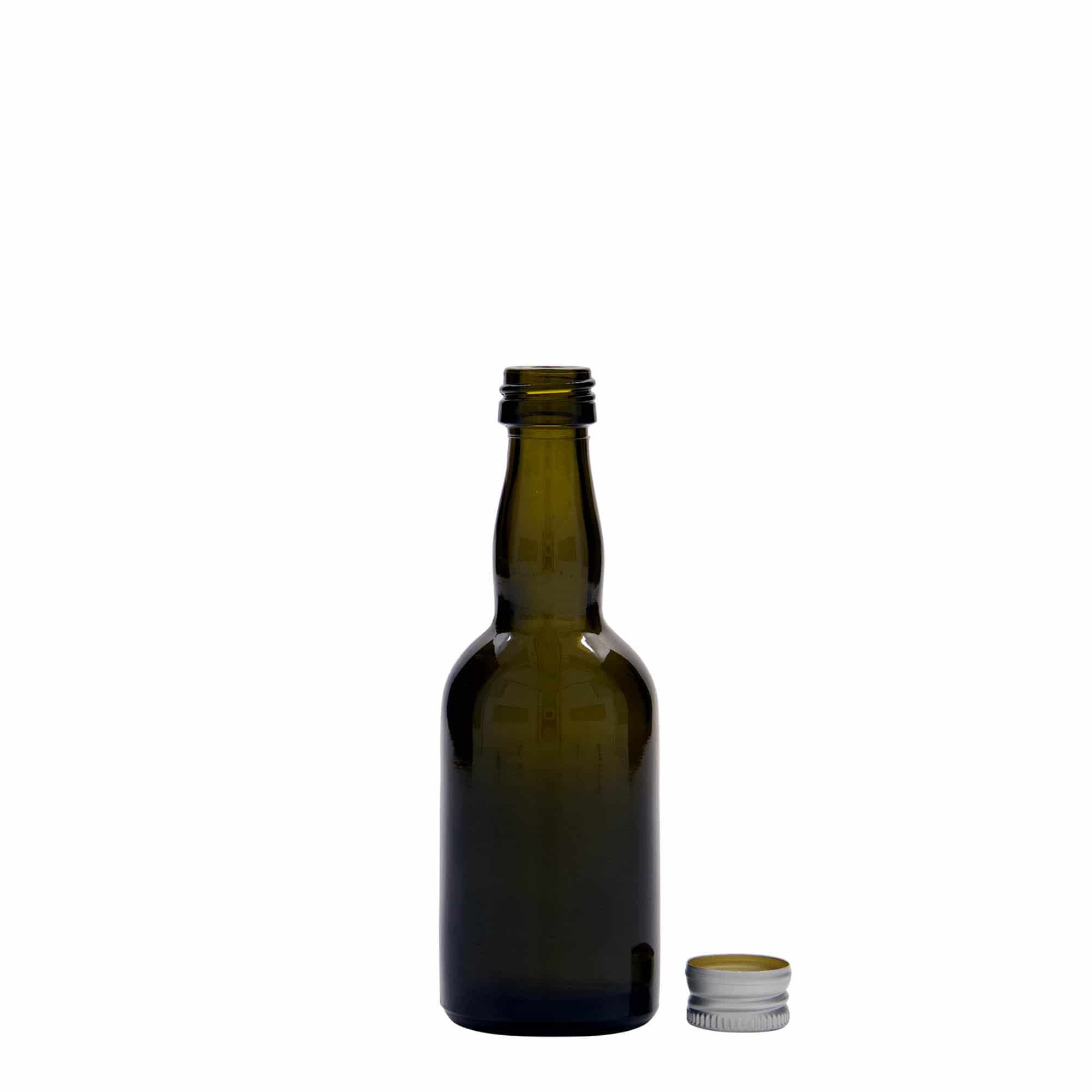 50 ml glazen fles 'Proba', antiekgroen, mondstuk: PP 18