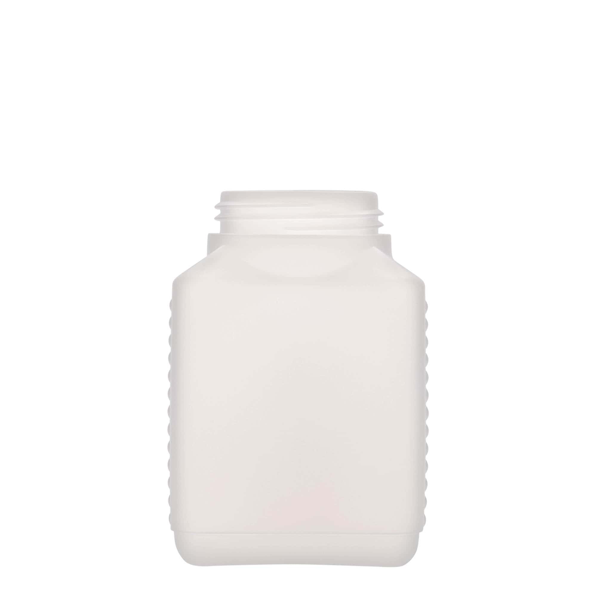 500 ml fles met brede hals, rechthoekig, HDPE-kunststof, naturel, opening: DIN 60 EPE