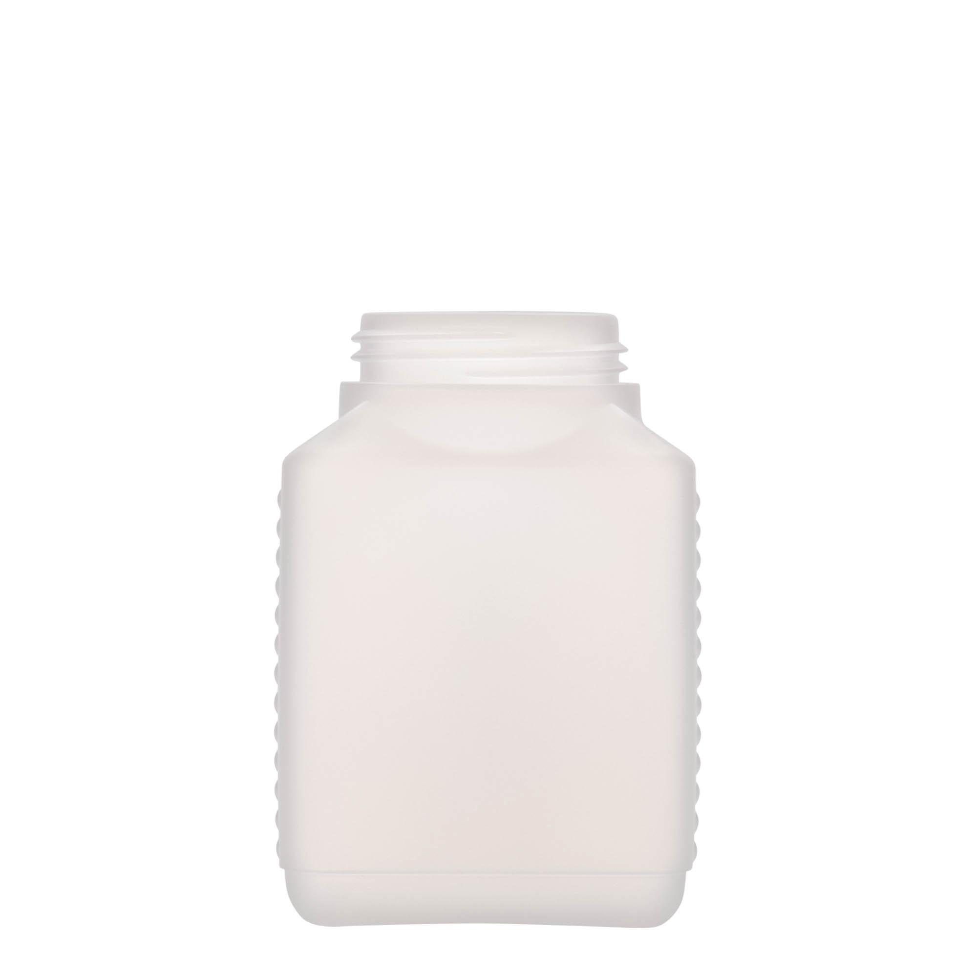 500 ml fles met brede hals, rechthoekig, HDPE-kunststof, naturel, opening: DIN 60 EPE