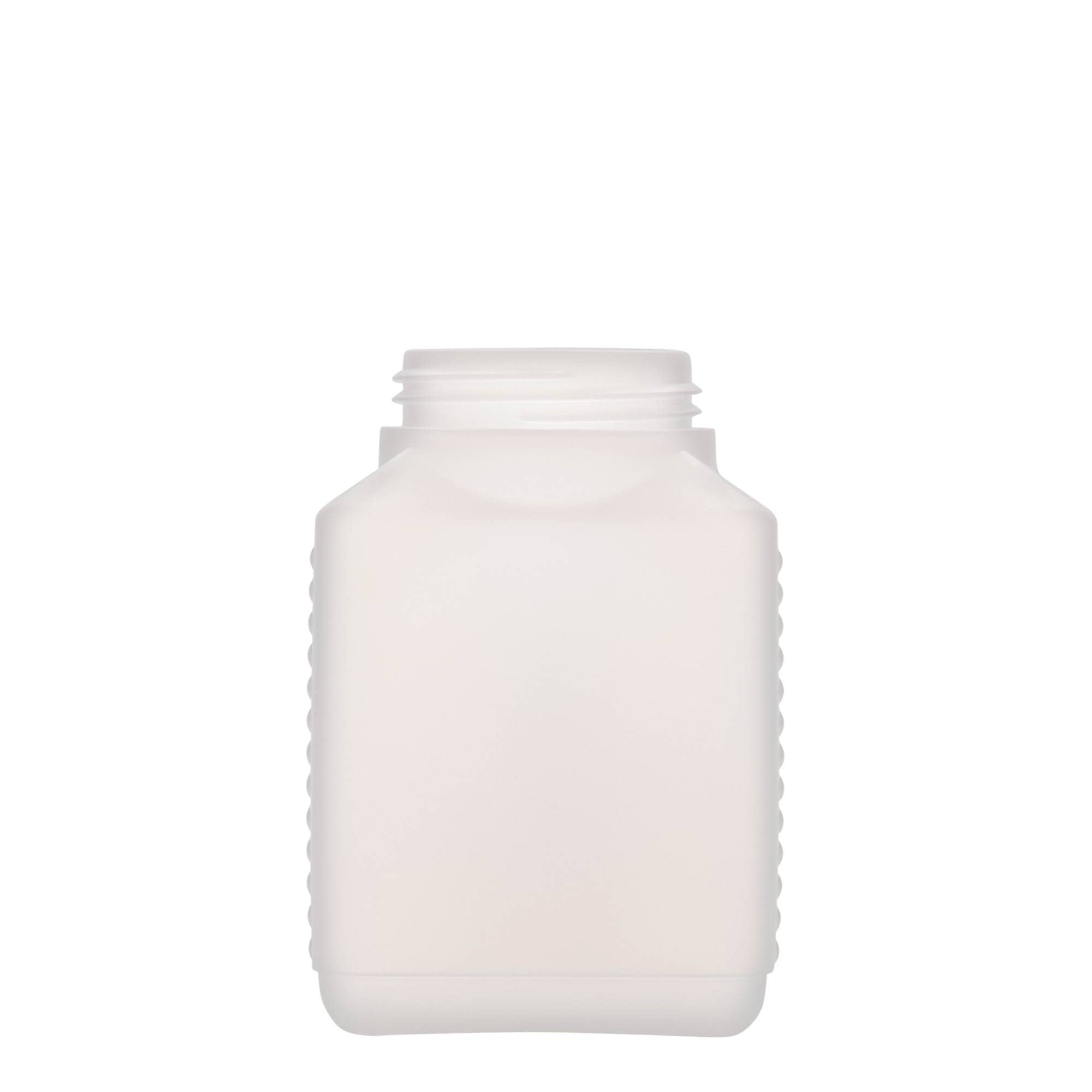 500 ml fles met brede hals, rechthoekig, HDPE-kunststof, naturel, opening: DIN 60 EPE