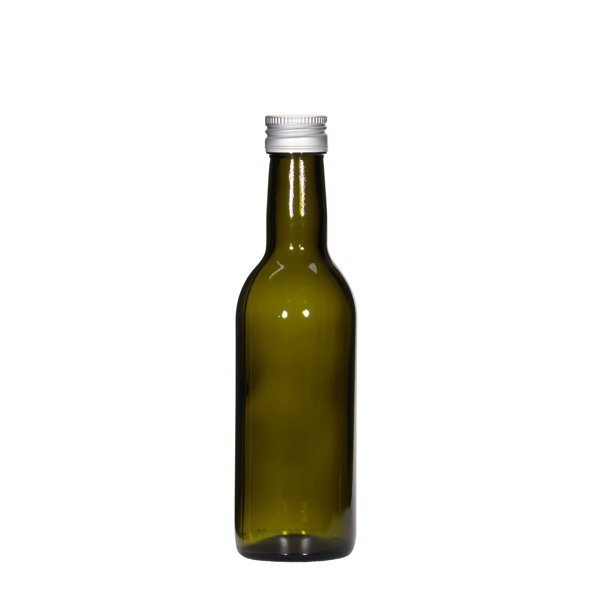 250 ml glazen fles 'Bordeaux', antiekgroen, opening: PP 28 250 ml glazen fles 'Bordeaux', antiekgroen, opening: PP 28
