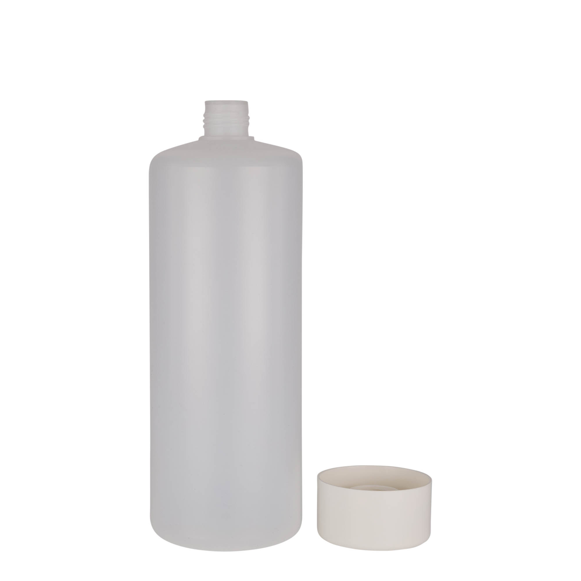 1.000 ml ronde fles, PE-kunststof, natuur, opening: schroefdop 1.000 ml ronde fles, PE-kunststof, natuur, opening: schroefdop