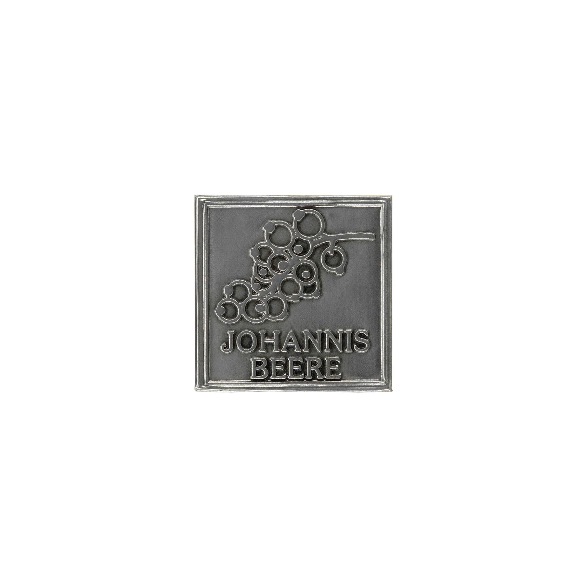 Tinlabel 'Johannisbeere', vierkant, metaal, zilver Tinlabel 'Johannisbeere', vierkant, metaal, zilver