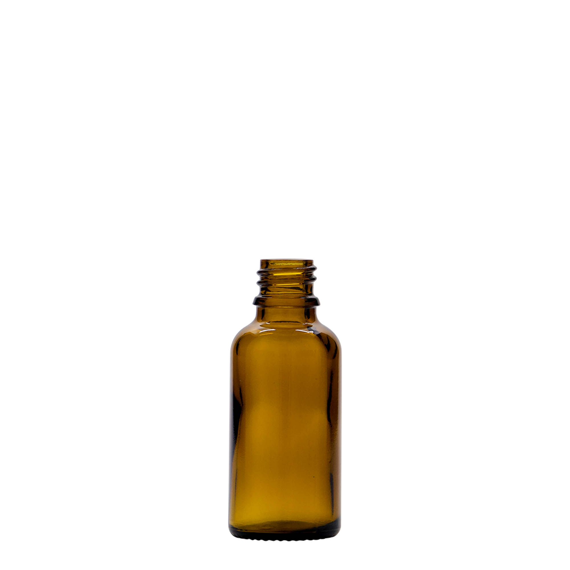 30 ml medicijnflesje, glas, bruin, opening: DIN 18