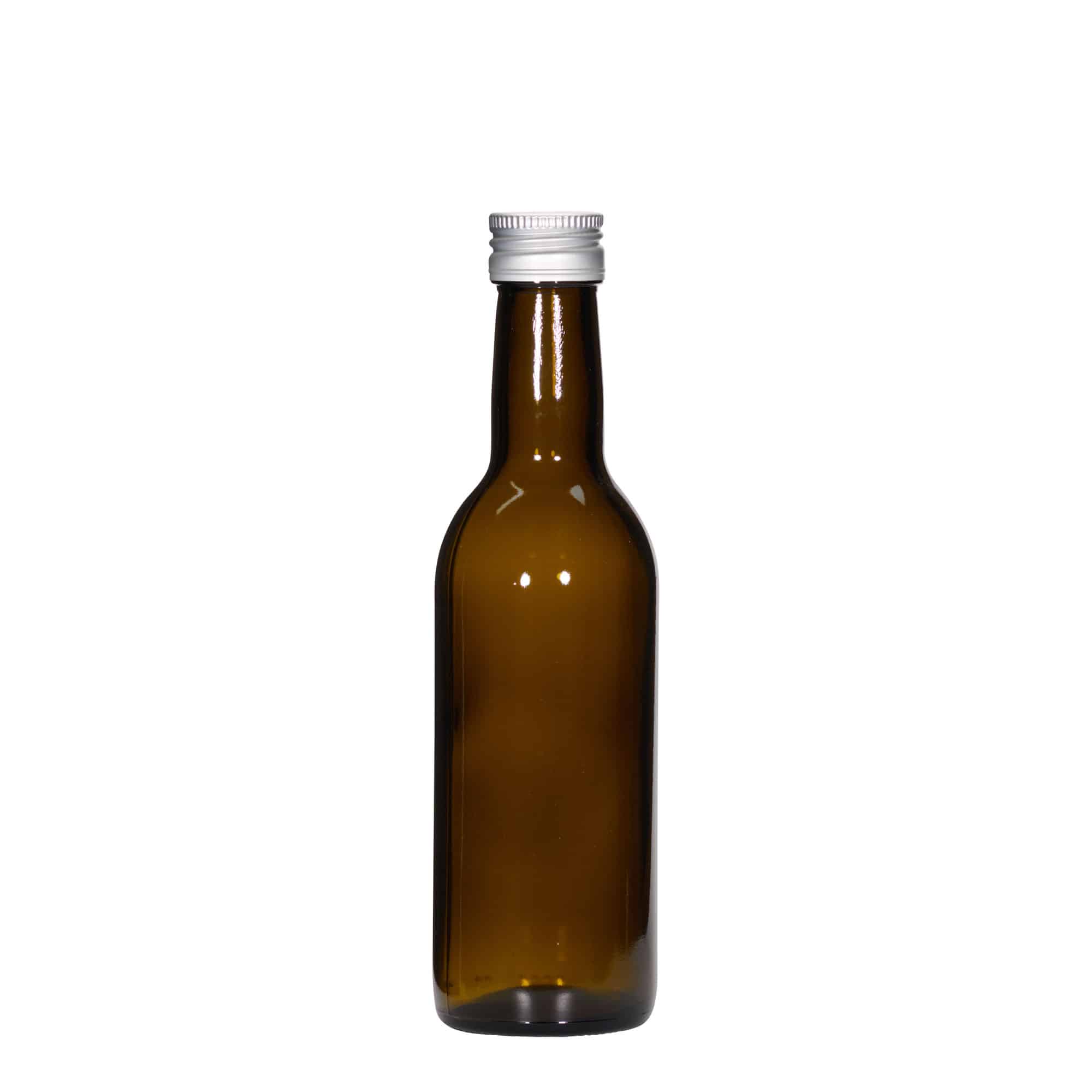 Glazen fles 'Bordeaux', 250 ml, antiekgroen, monding: PP 28