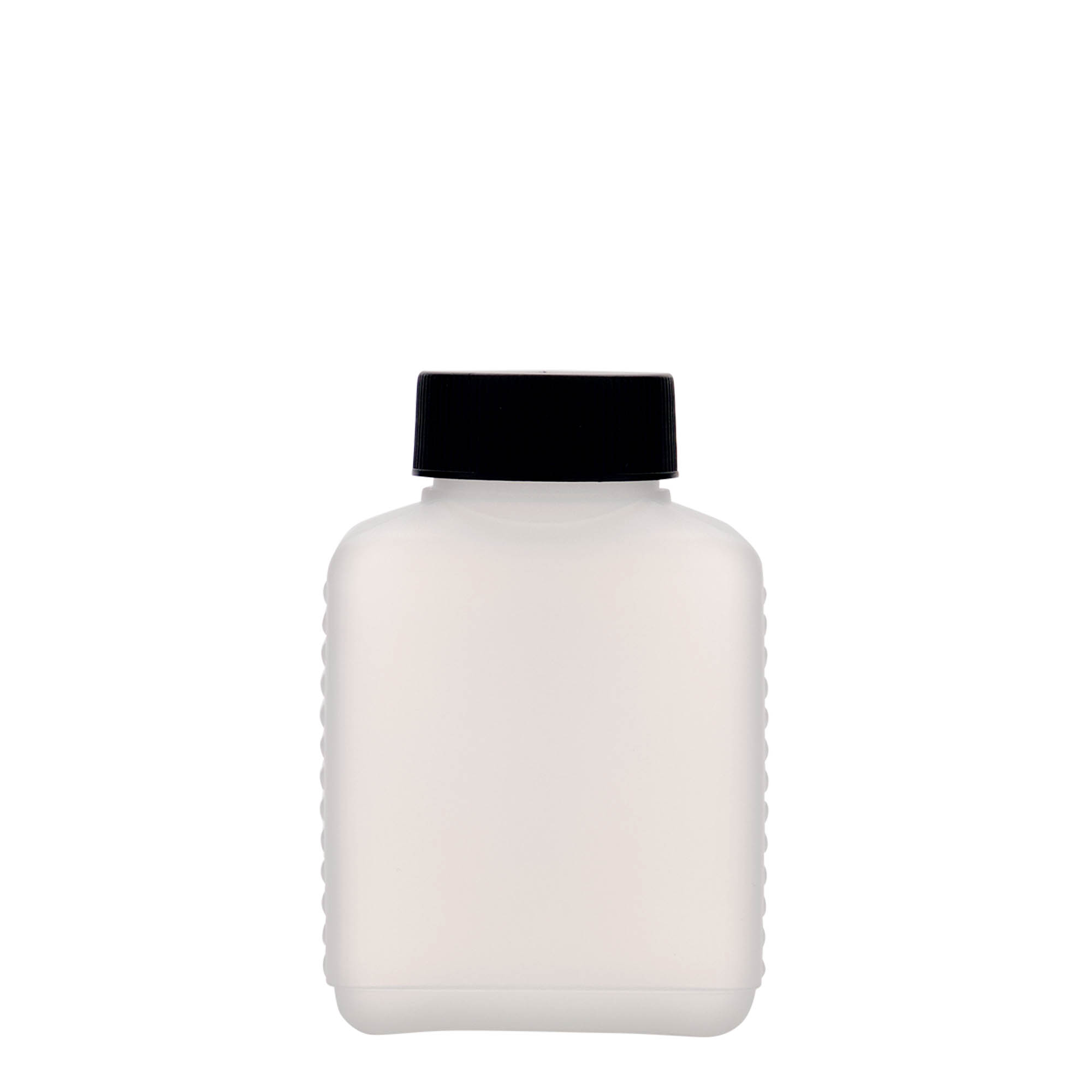250 ml brede halsfles, rechthoekig, HDPE-kunststof, naturel, opening: DIN 40 EPE