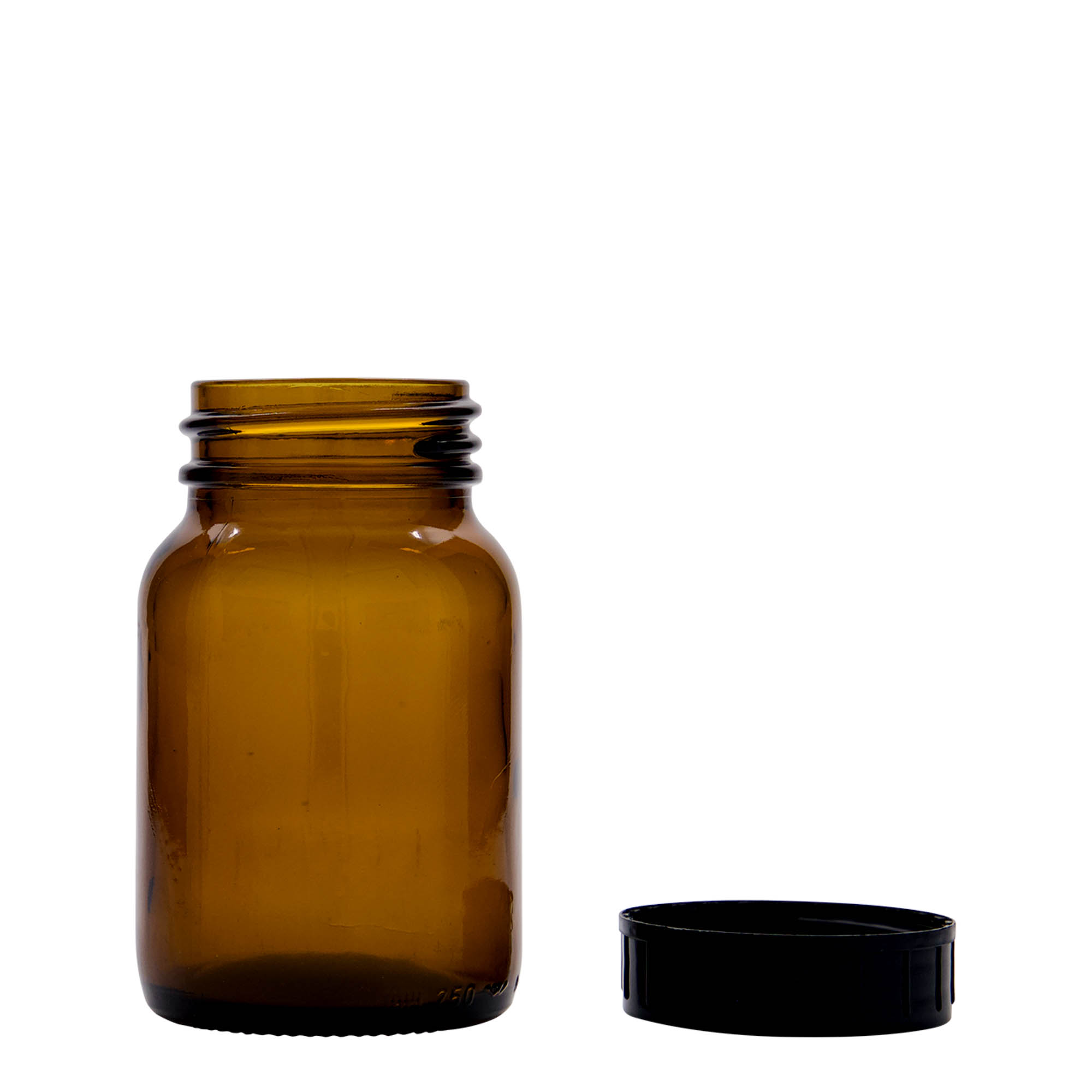250 ml brede hals glas, bruin, opening: DIN 55 250 ml brede hals glas, bruin, opening: DIN 55