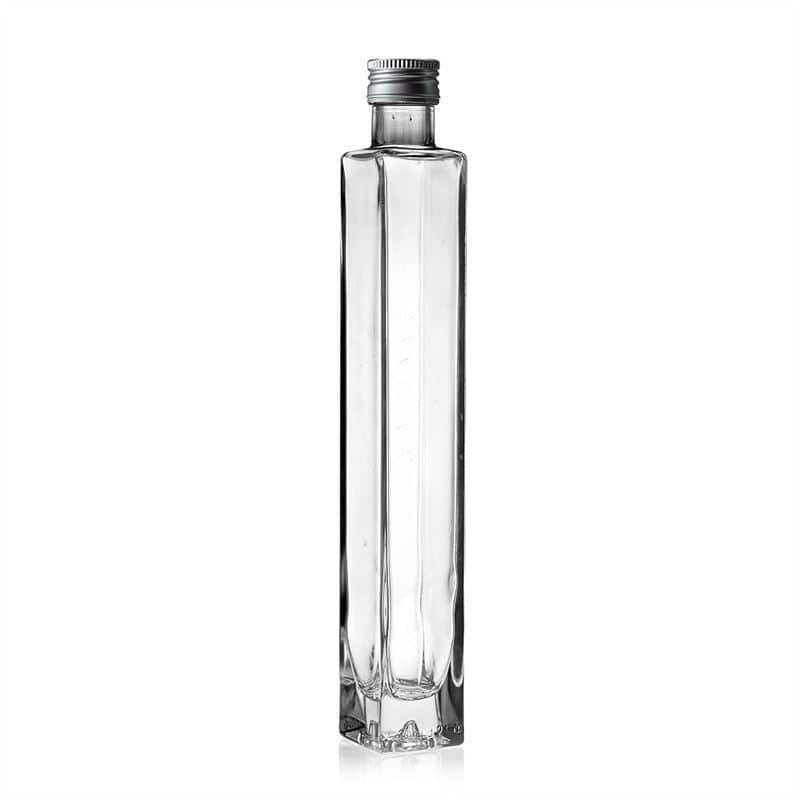 Glazen fles 'Tommy', 200 ml, vierkant, monding: PP 28