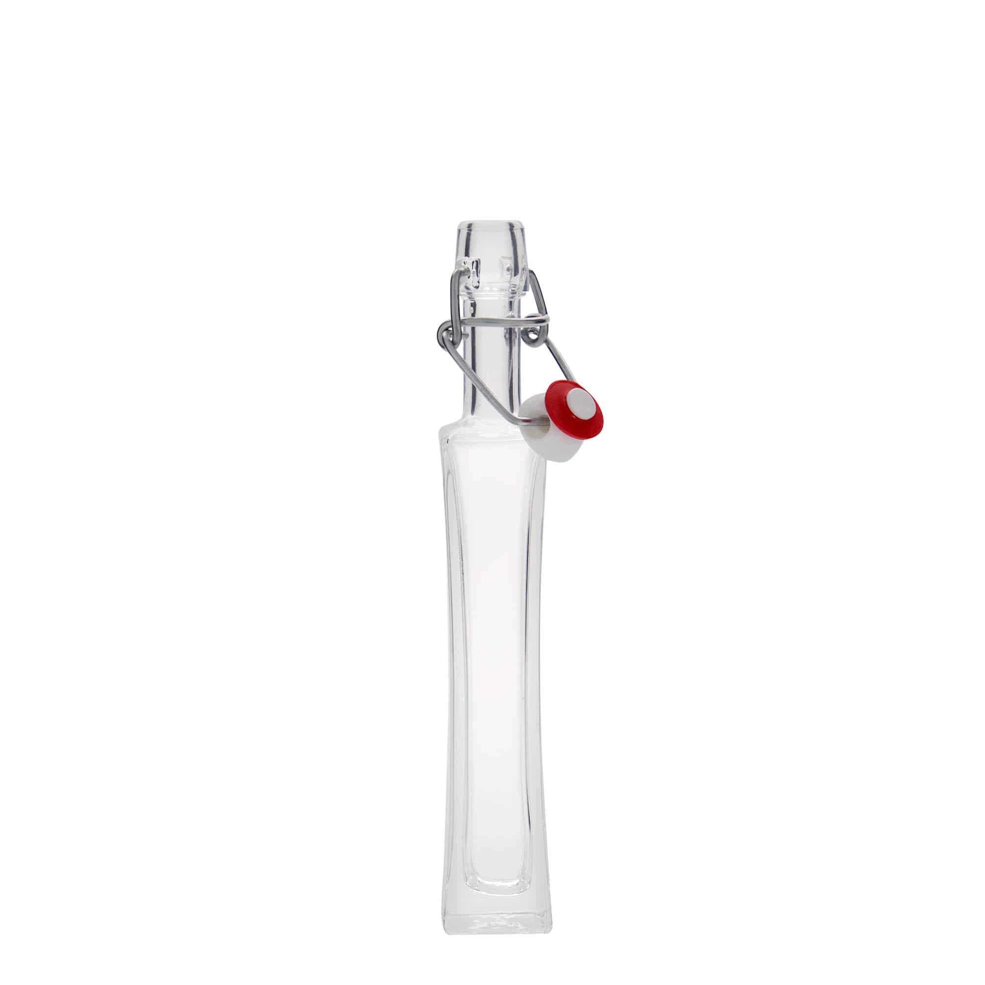 40 ml glazen fles 'Koko', vierkant, hals: beugelsluiting 40 ml glazen fles 'Koko', vierkant, hals: beugelsluiting