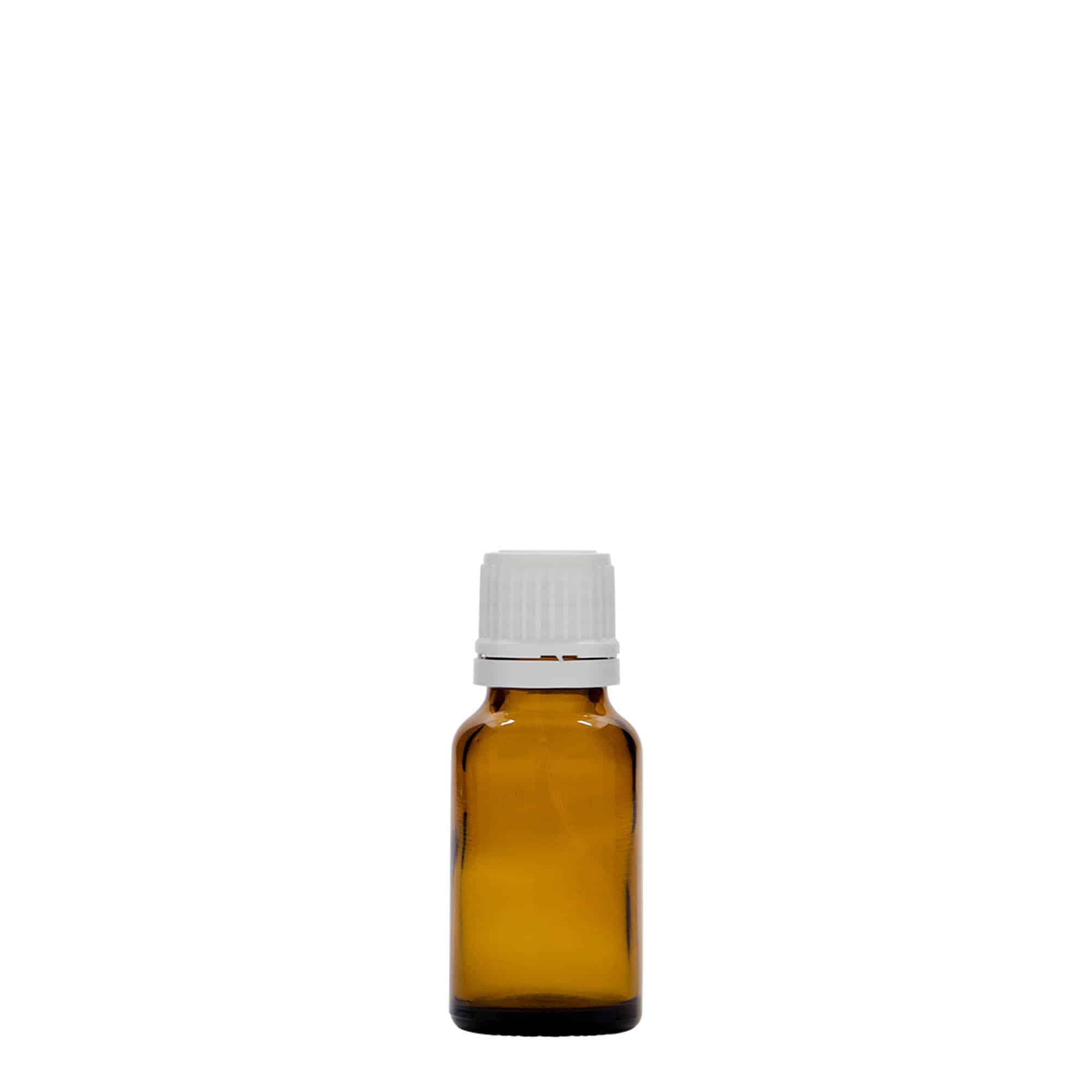 15 ml medicijnflesje, glas, bruin, opening: DIN 18