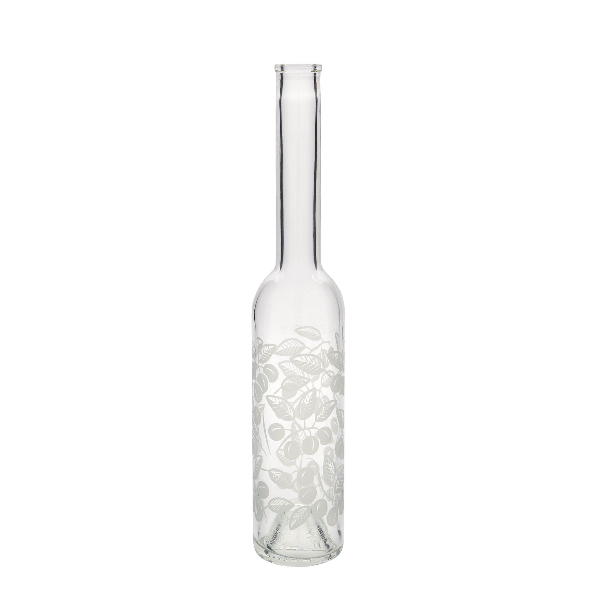 350 ml glazen fles 'Opera', motief: mirabellen, opening: kurk 350 ml glazen fles 'Opera', motief: mirabellen, opening: kurk