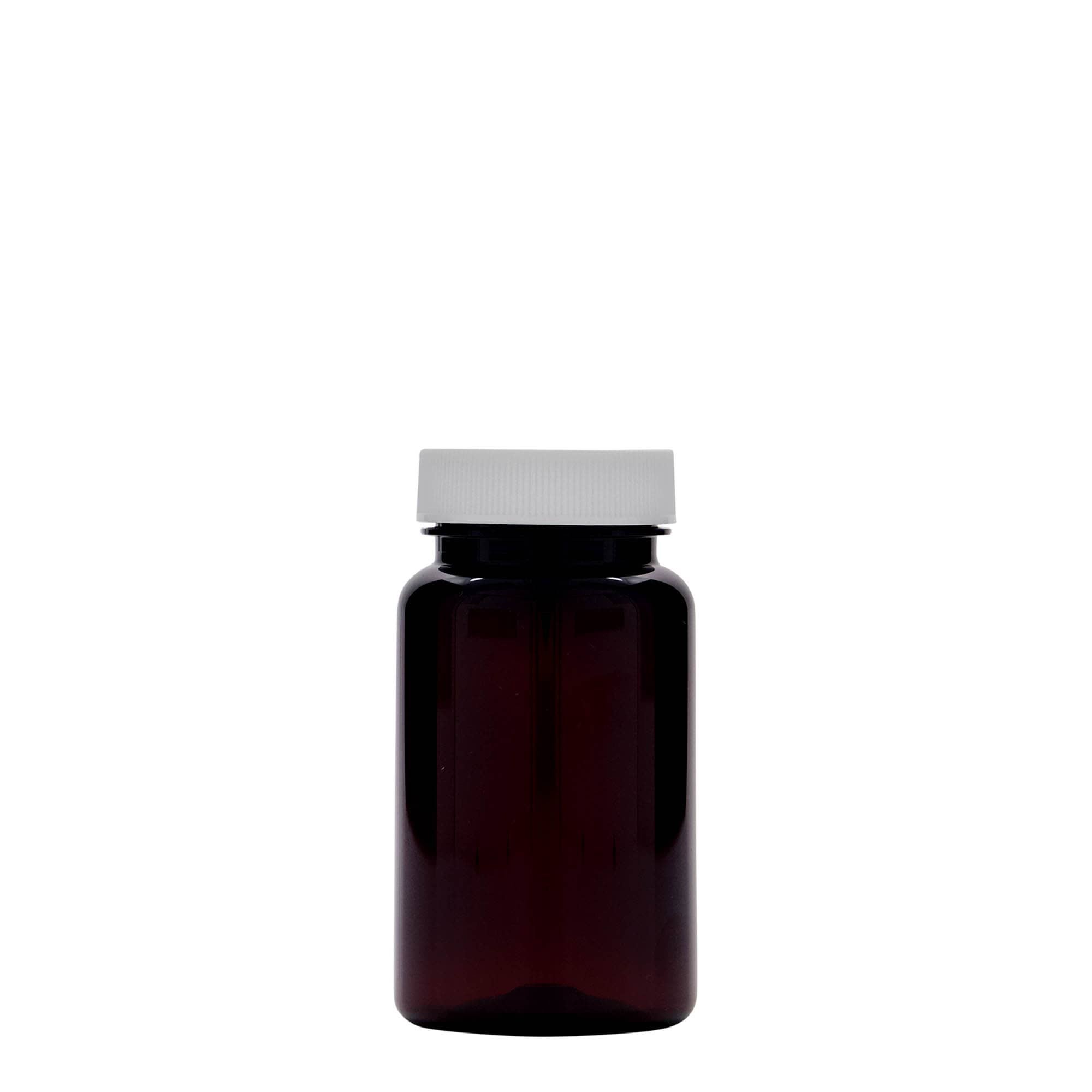 100 ml PET-fles, kunststof, bruin, hals: 38/400