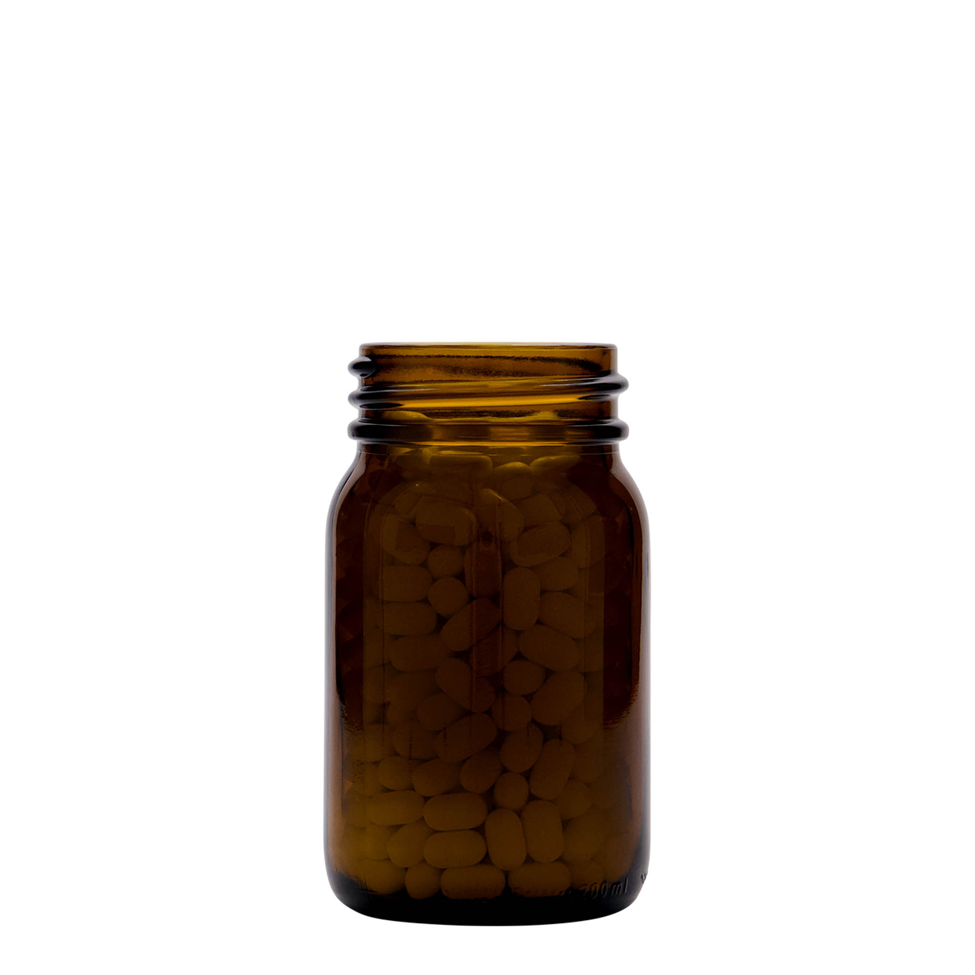 200 ml bredehalsglas, bruin, opening: DIN 55 200 ml bredehalsglas, bruin, opening: DIN 55