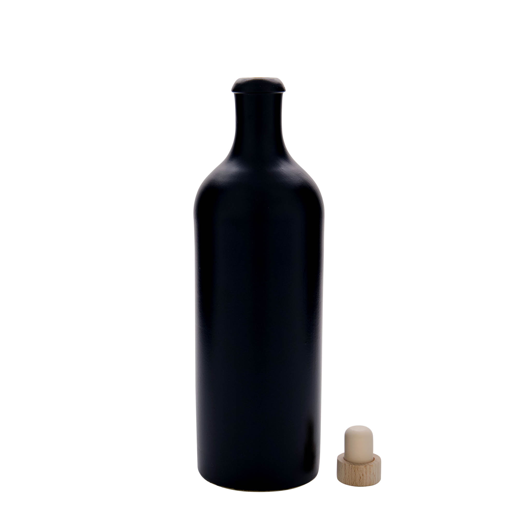 750 ml Tonkruik, steengoed, zwart, opening: kurk