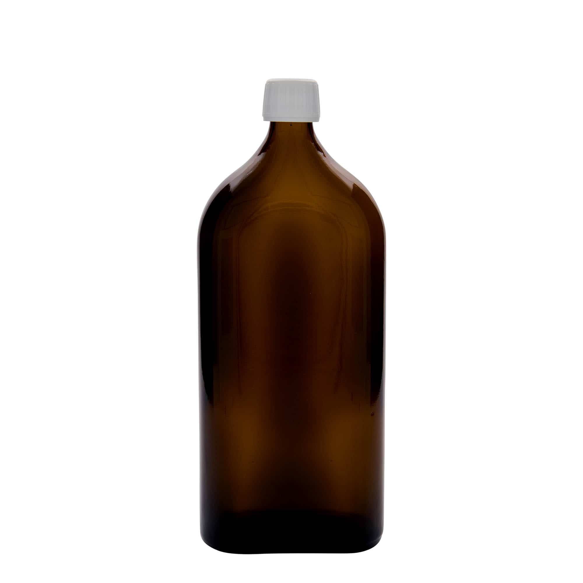 1.000 ml medicijnfles Meplat, ovaal, glas, bruin, opening: PP 28