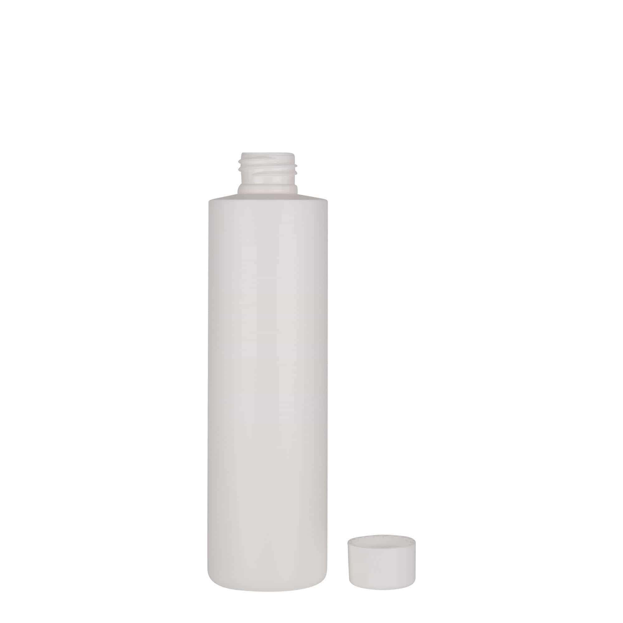 Plastic fles 'Pipe', 250 ml, Green HDPE, wit, monding: 24/410