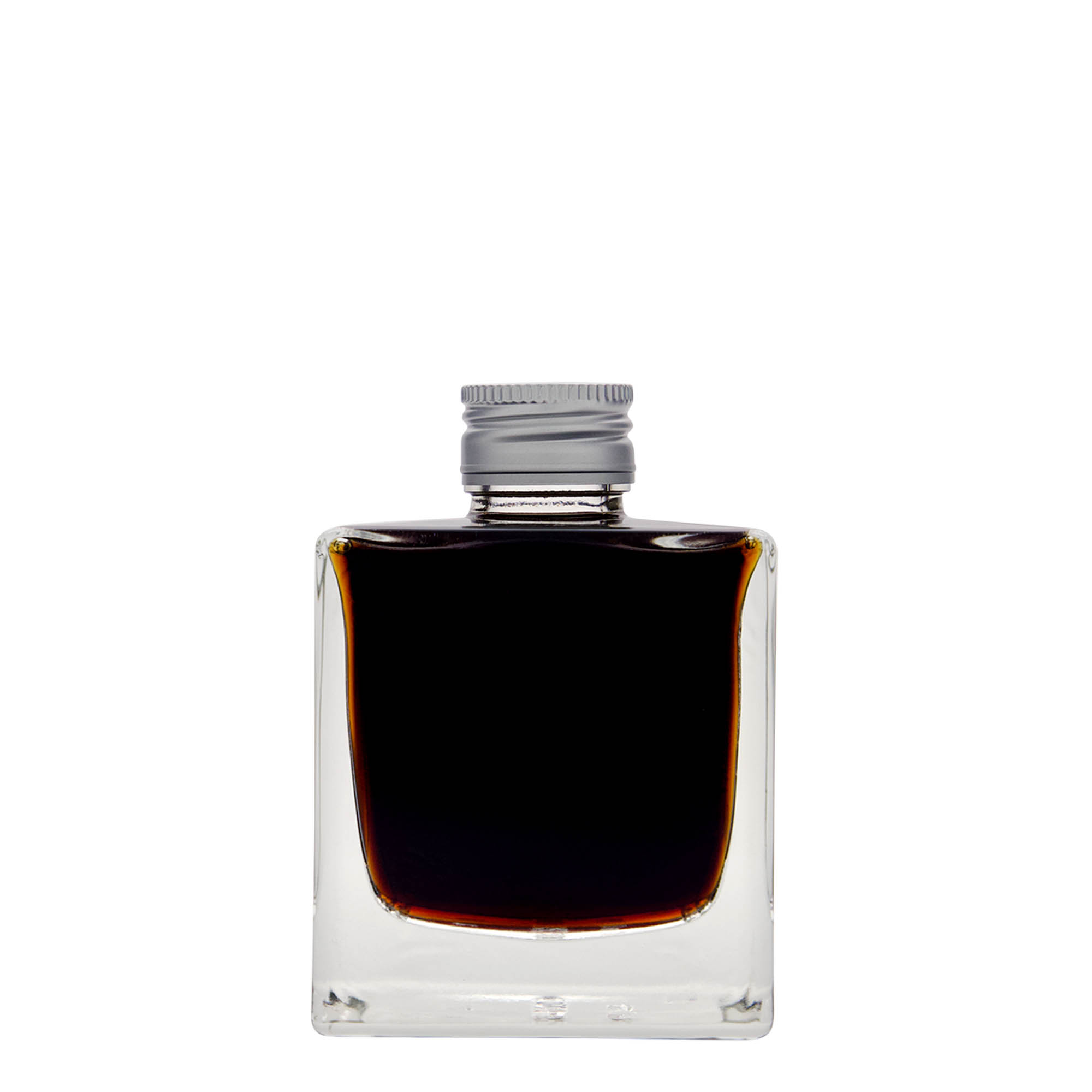 200 ml glazen fles 'Cube', vierkant, hals: PP 28 200 ml glazen fles 'Cube', vierkant, hals: PP 28