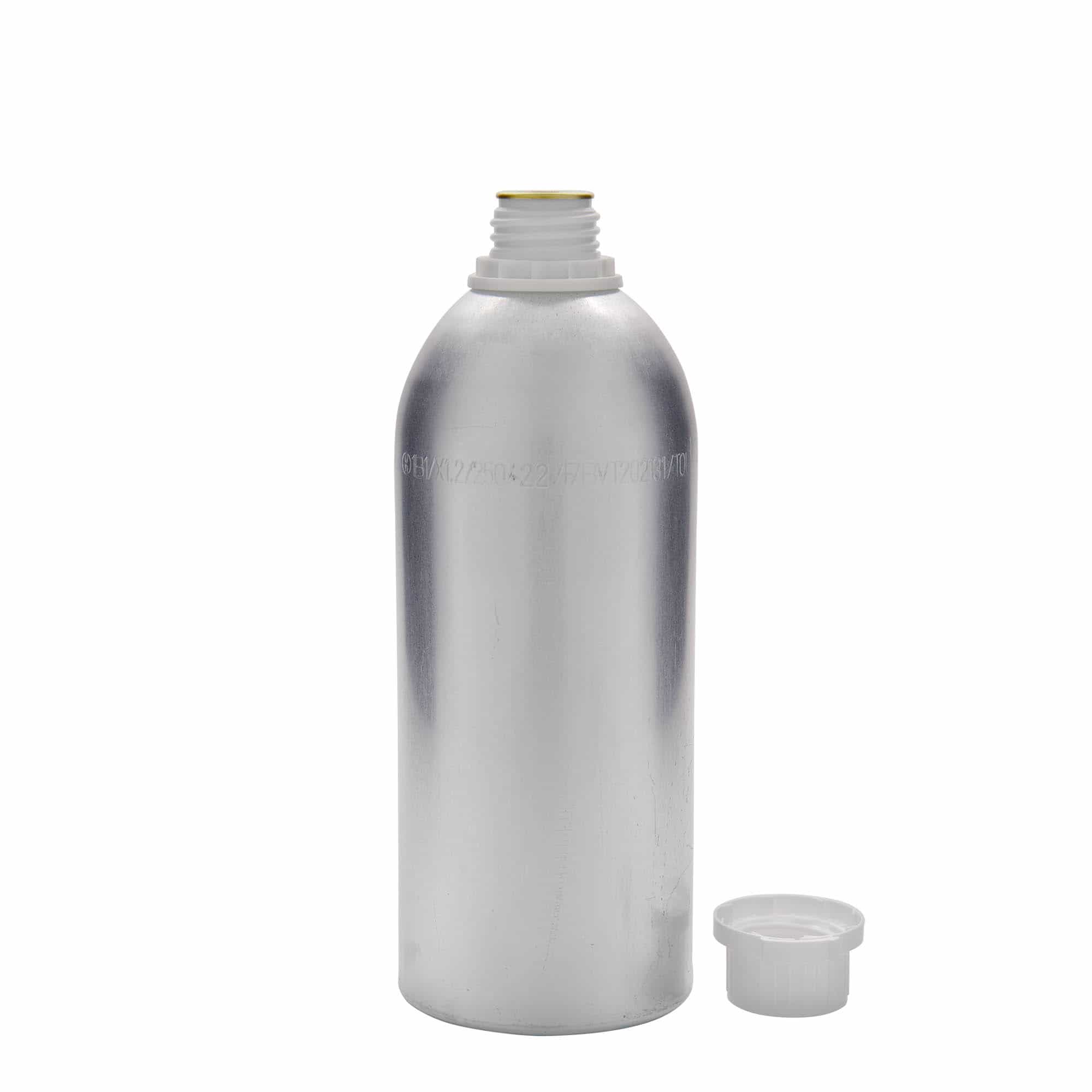 1100 ml aluminiumfles, metaal, zilver, opening: DIN 32 1100 ml aluminiumfles, metaal, zilver, opening: DIN 32