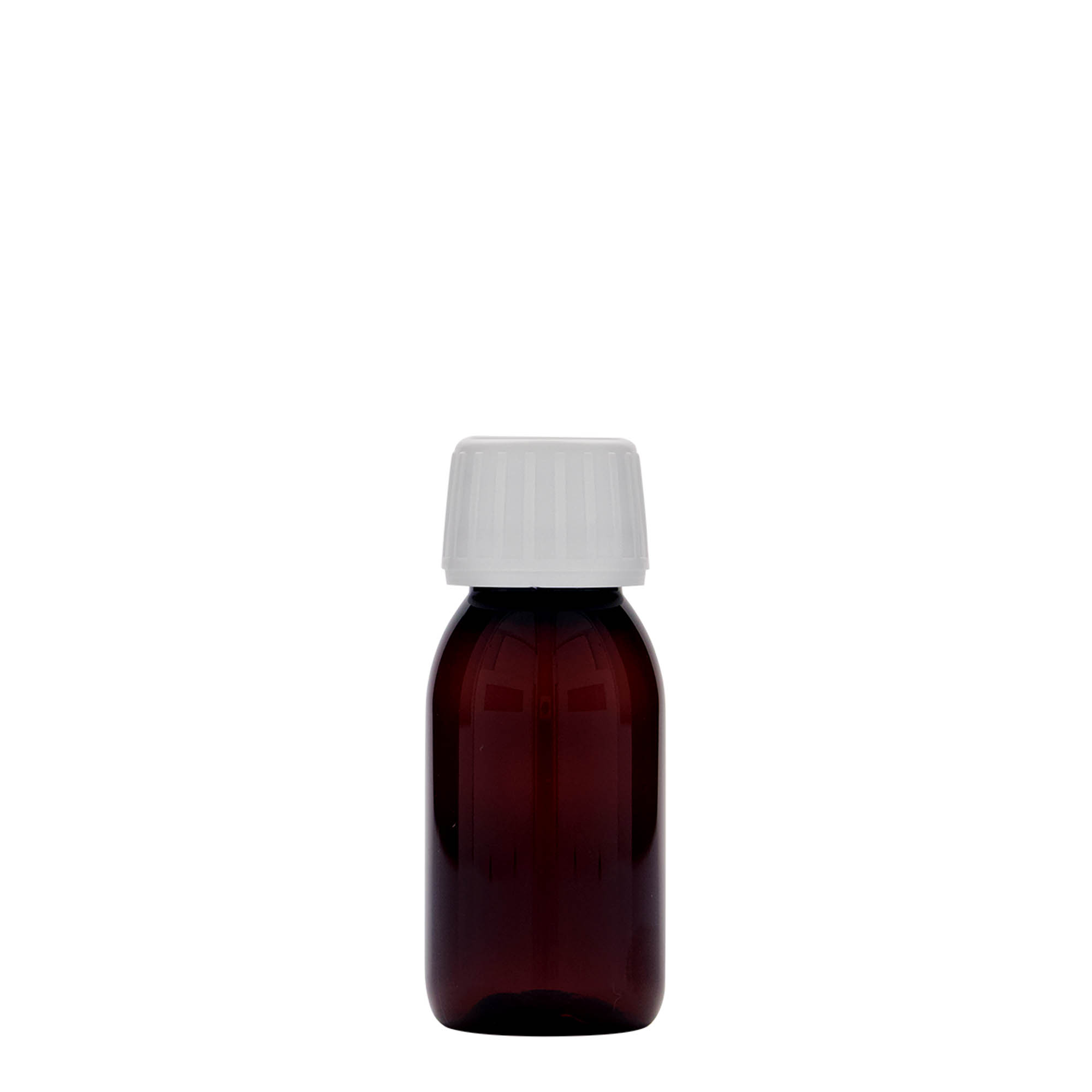 60 ml PET-medicijnfles, bruin, kunststof, opening: PP 28