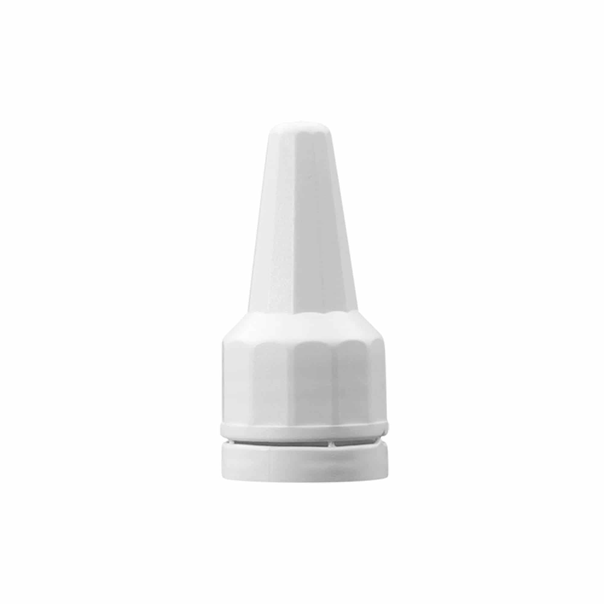 Schroefsluiting met applicator, PE-kunststof, wit, voor monding: DIN 18