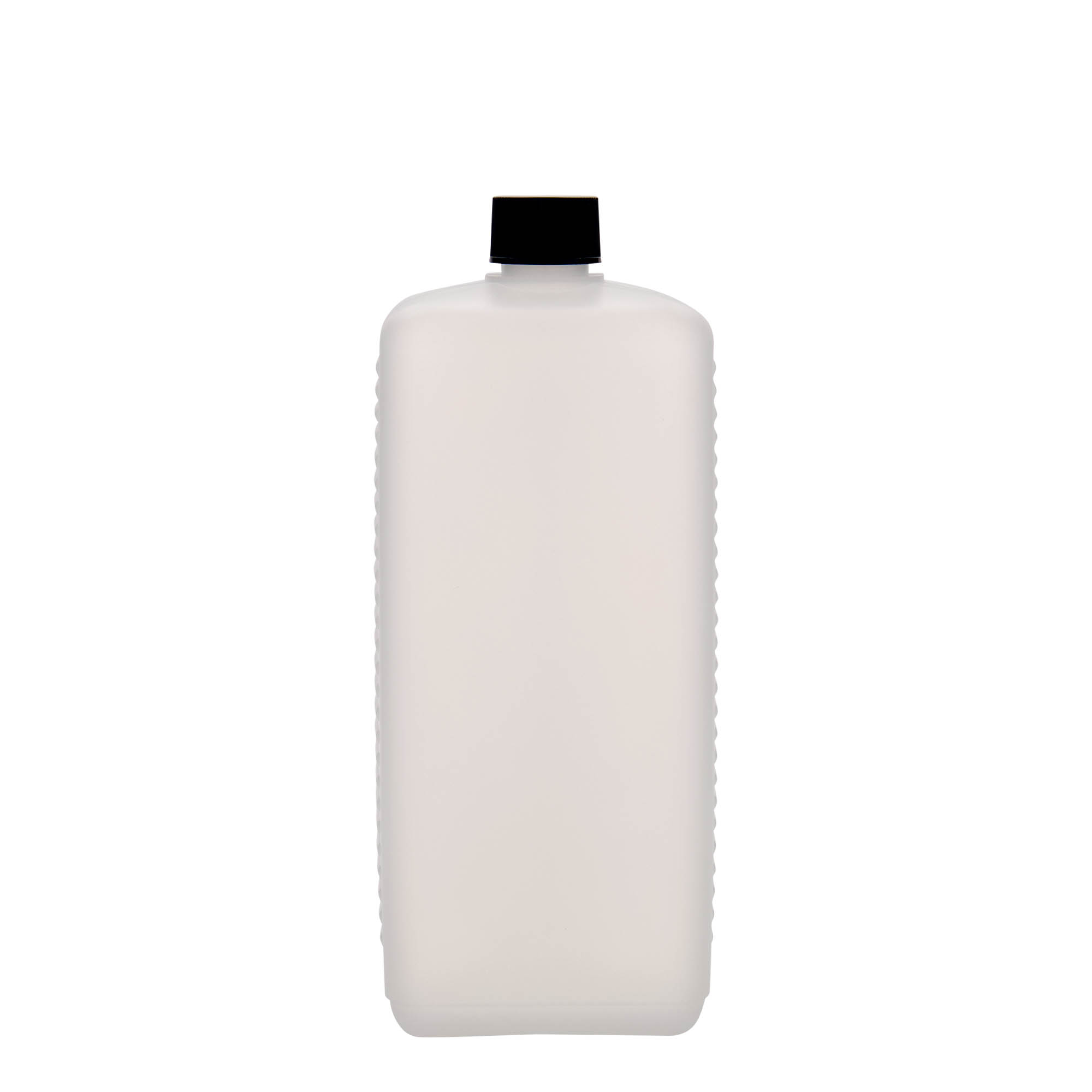1.000 ml kanisterfles, rechthoekig, HDPE-kunststof, natuurlijk, tuit: DIN 25 EPE