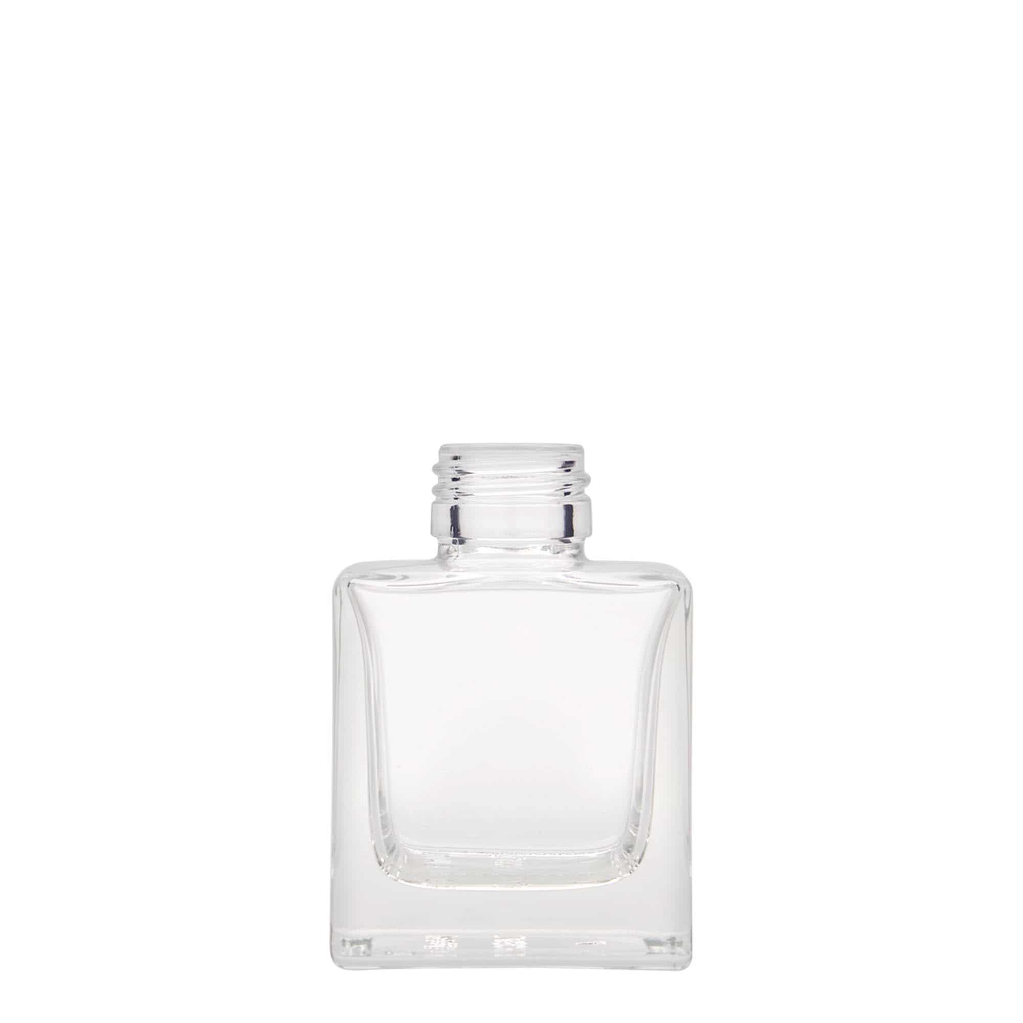 Glazen fles 'Cube', 100 ml, vierkant, monding: PP 28