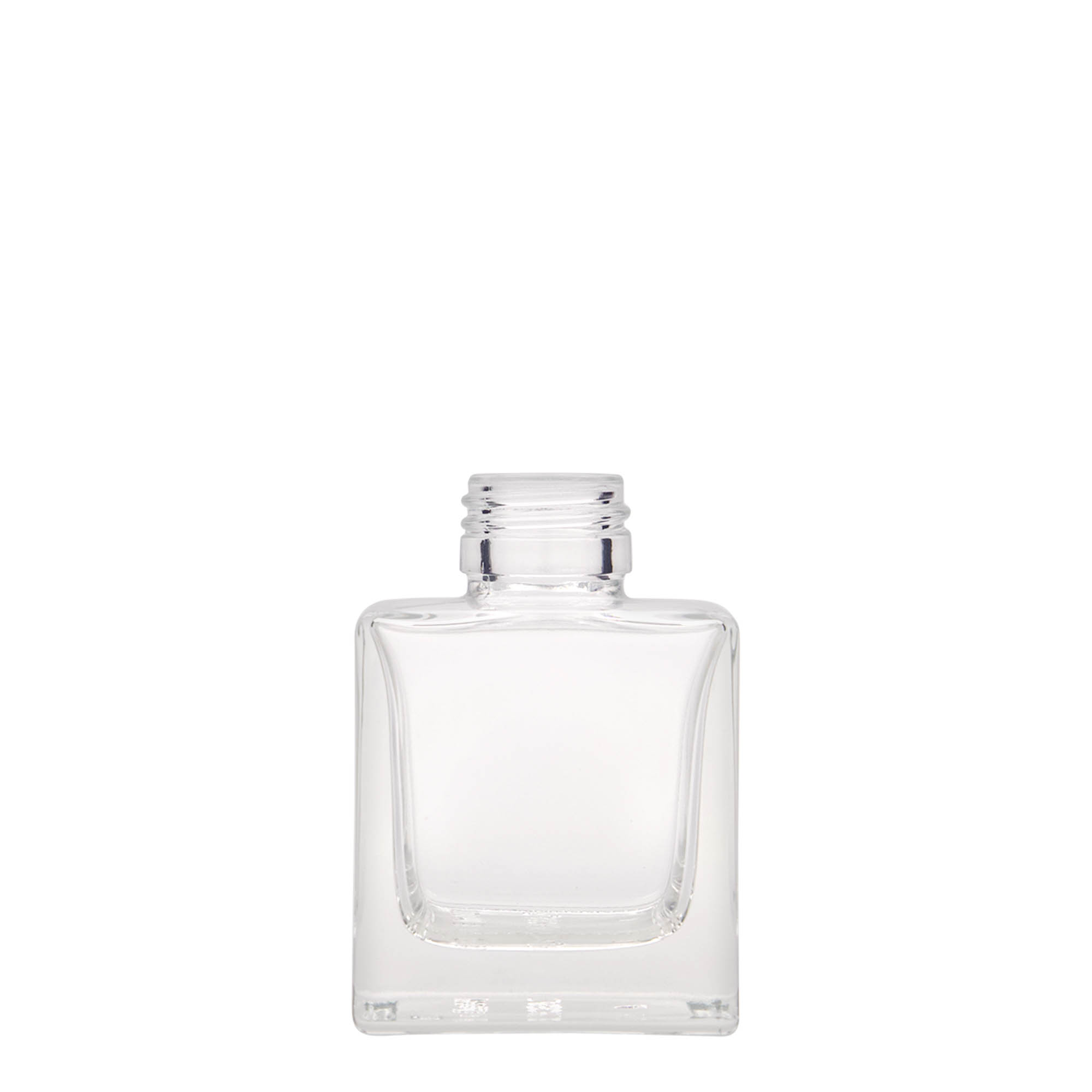 100 ml glazen fles 'Cube', vierkant, hals: PP 28 100 ml glazen fles 'Cube', vierkant, hals: PP 28