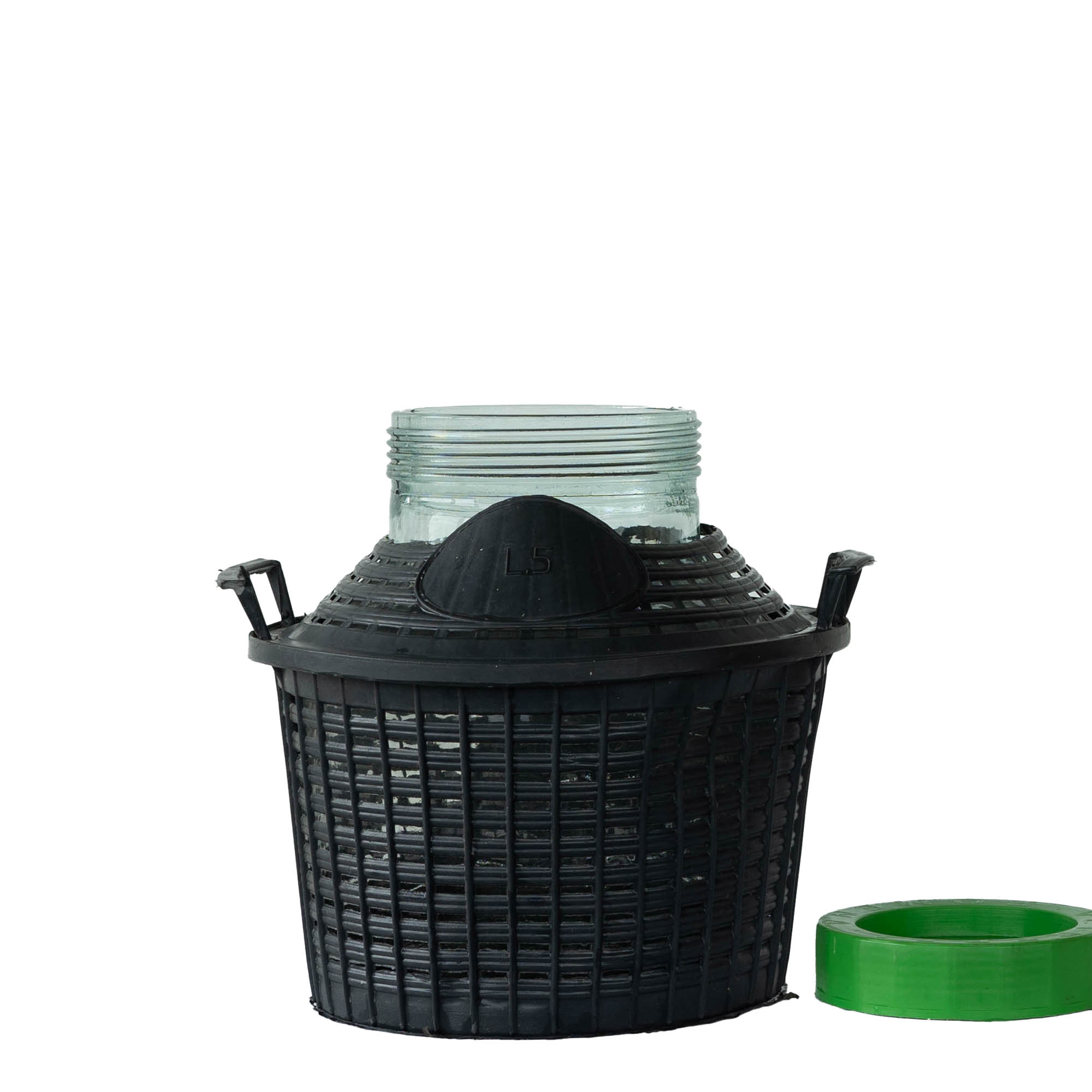 5 l ballonfles met brede hals, glas, opening: schroefdop 5 l ballonfles met brede hals, glas, opening: schroefdop