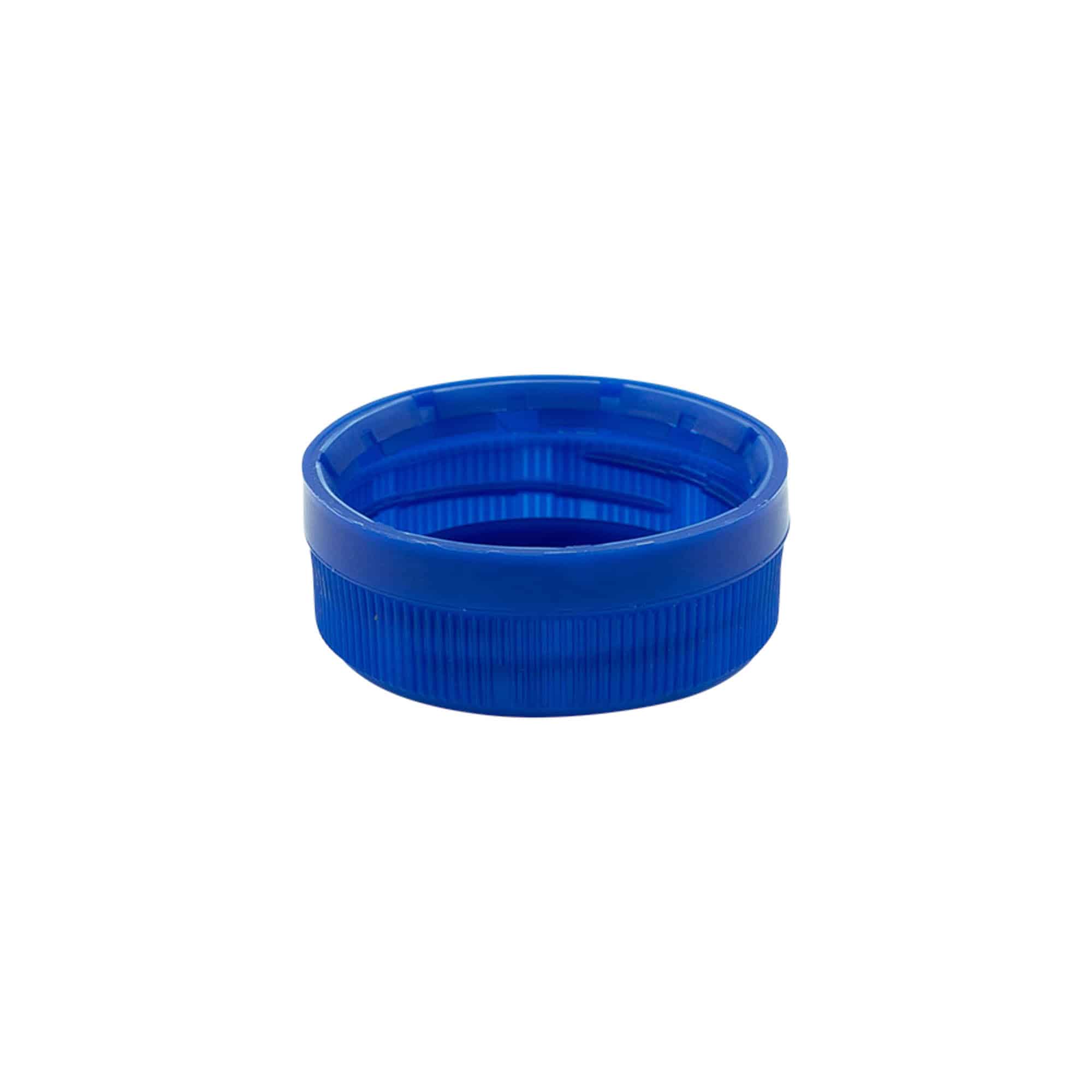 Schroefdop met dubbele schroefdraad, PE-kunststof, blauw, voor mondstuk: PET 38 mm