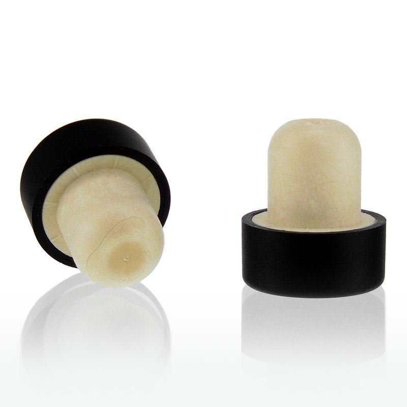 Dopkurk, 19 mm, kunststof, zwart, voor monding: kurk Dopkurk, 19 mm, kunststof, zwart, voor monding: kurk