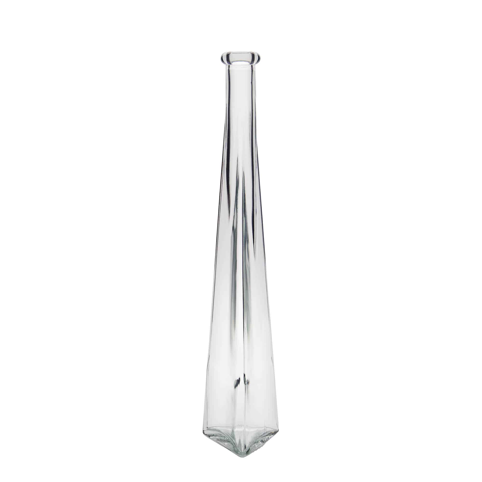 Glazen fles 'Dama Triangolore', 200 ml, driehoekig, monding: kurk Glazen fles 'Dama Triangolore', 200 ml, driehoekig, monding: kurk