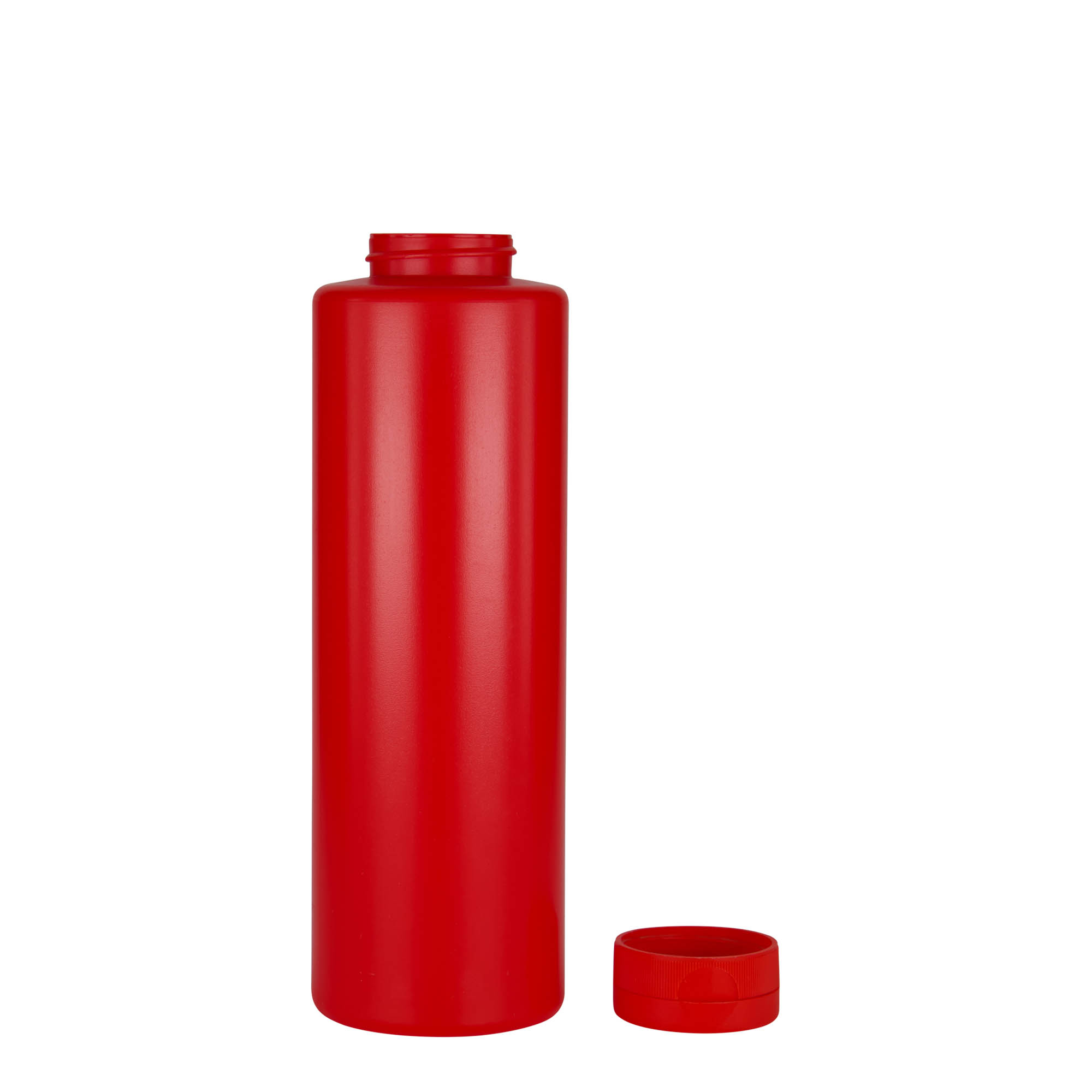 500 ml sausfles, LDPE-kunststof, rood, tuit: 38/400 500 ml sausfles, LDPE-kunststof, rood, tuit: 38/400