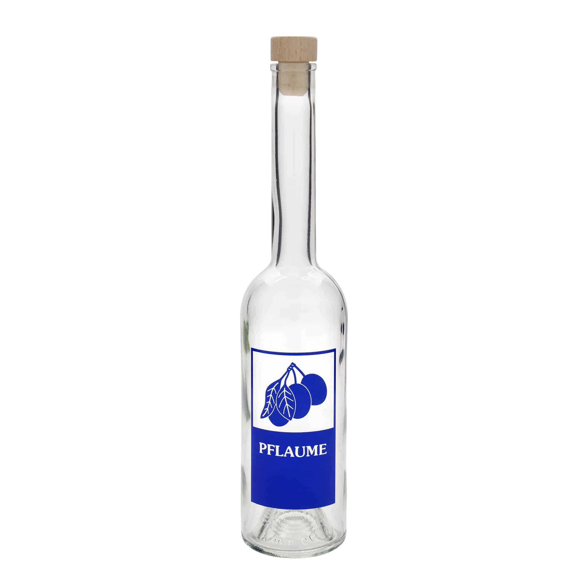 500 ml glazen fles 'Opera', motief: pruim, opening: kurk