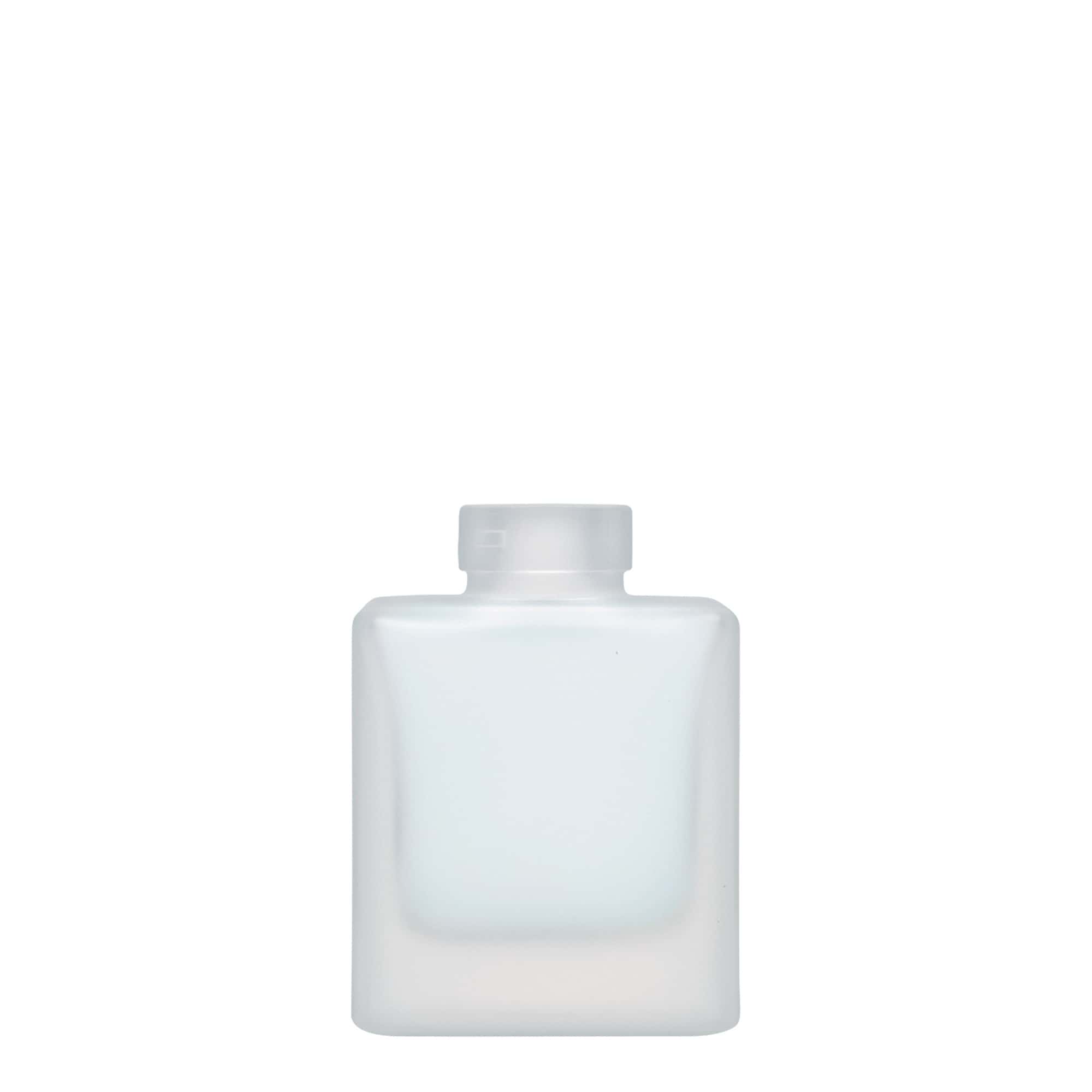 100 ml glazen fles 'Cube', vierkant, geëtst, opening: kurk