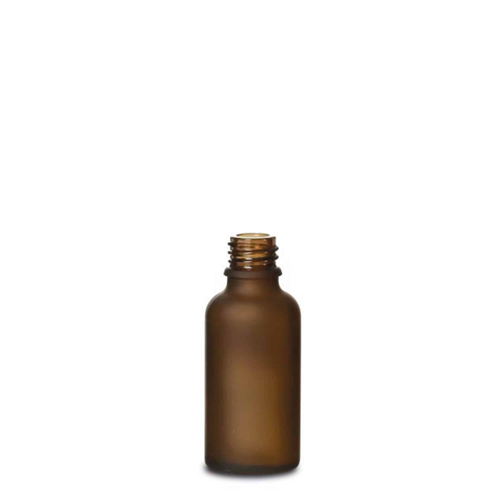 30ml medicijnfles, glas, bruin mat, opening: DIN 18 30ml medicijnfles, glas, bruin mat, opening: DIN 18