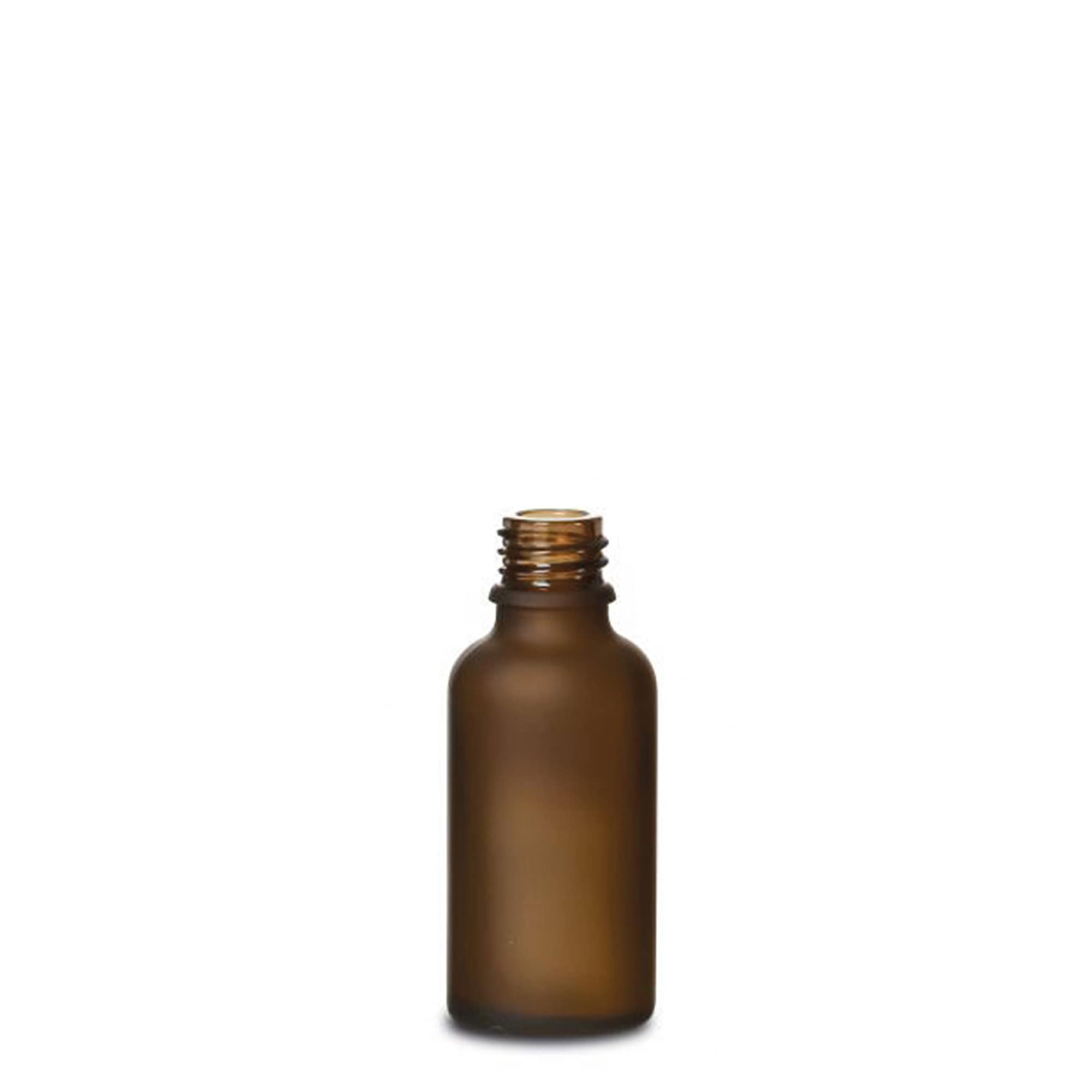 30 ml medicijnflesje, glas, bruin mat, opening: DIN 18